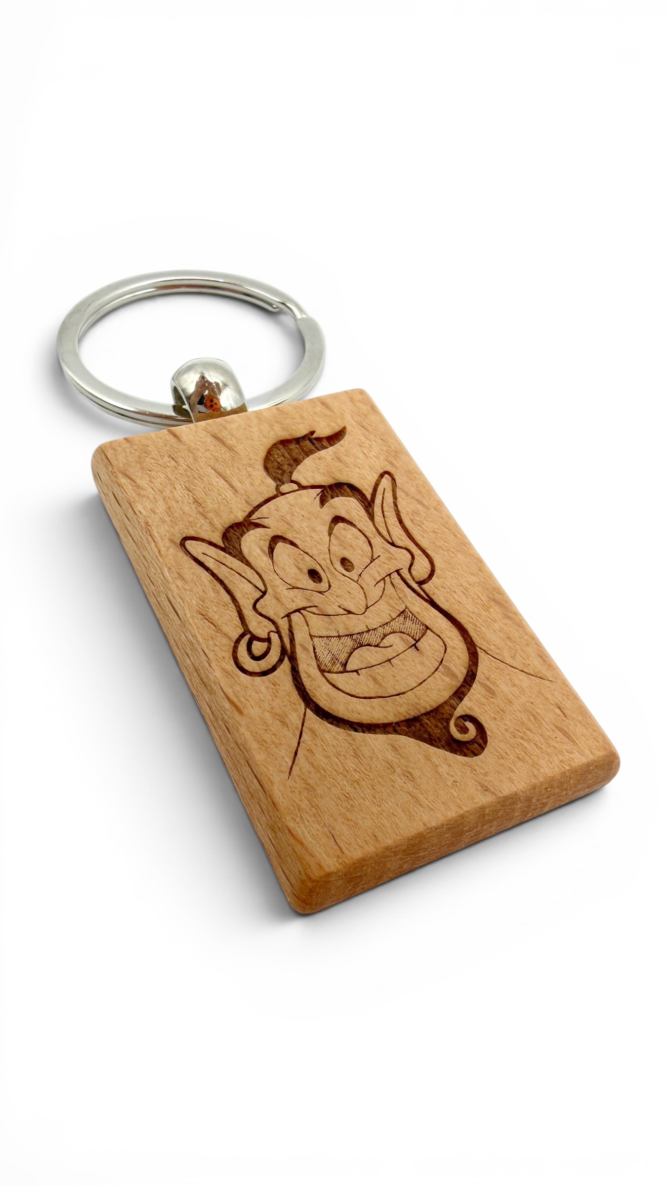 Genio Aladin - Portachiavi in legno inciso 