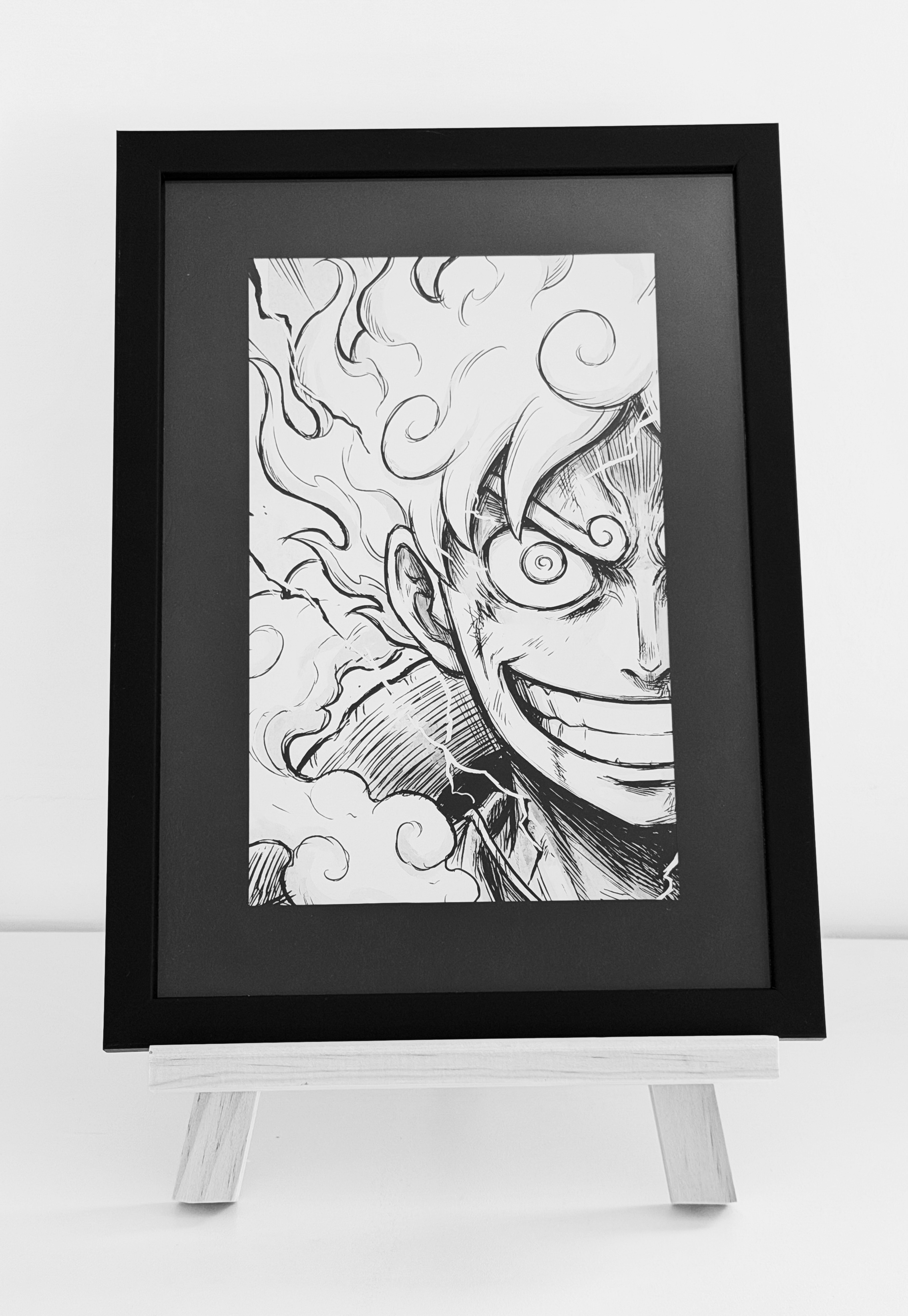 Luffy Gear 5 One Piece - Quadro inciso su alluminio con cornice
