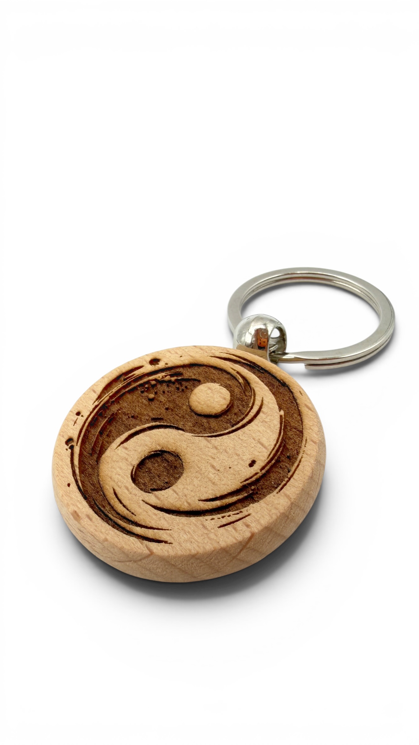 Yin e Yang - Portachiavi in legno inciso 