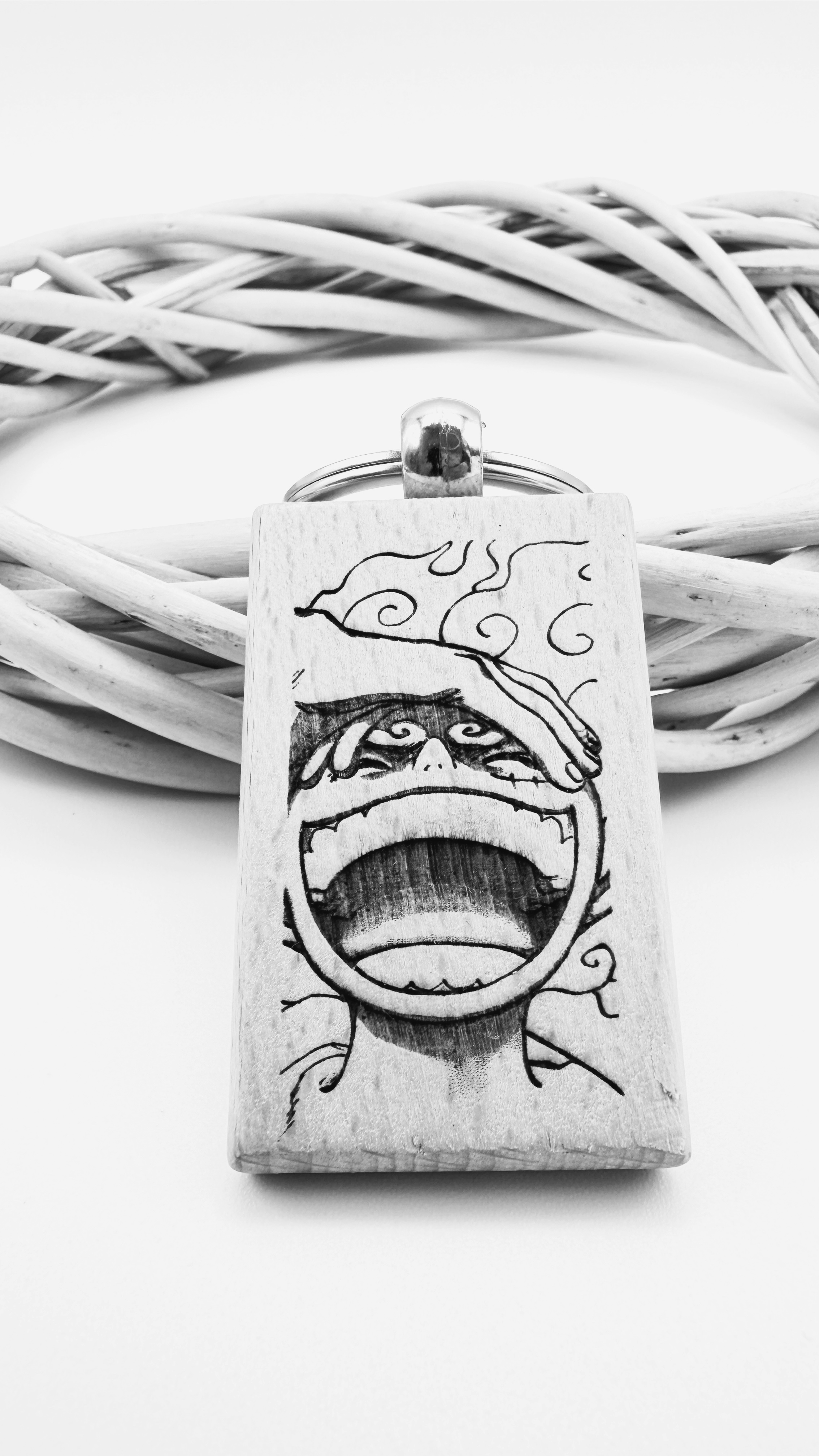 Luffy gear 5 smile One Piece - Portachiavi in legno inciso 