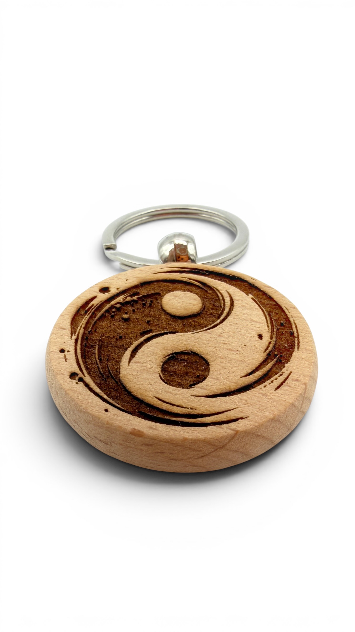 Yin e Yang - Portachiavi in legno inciso 