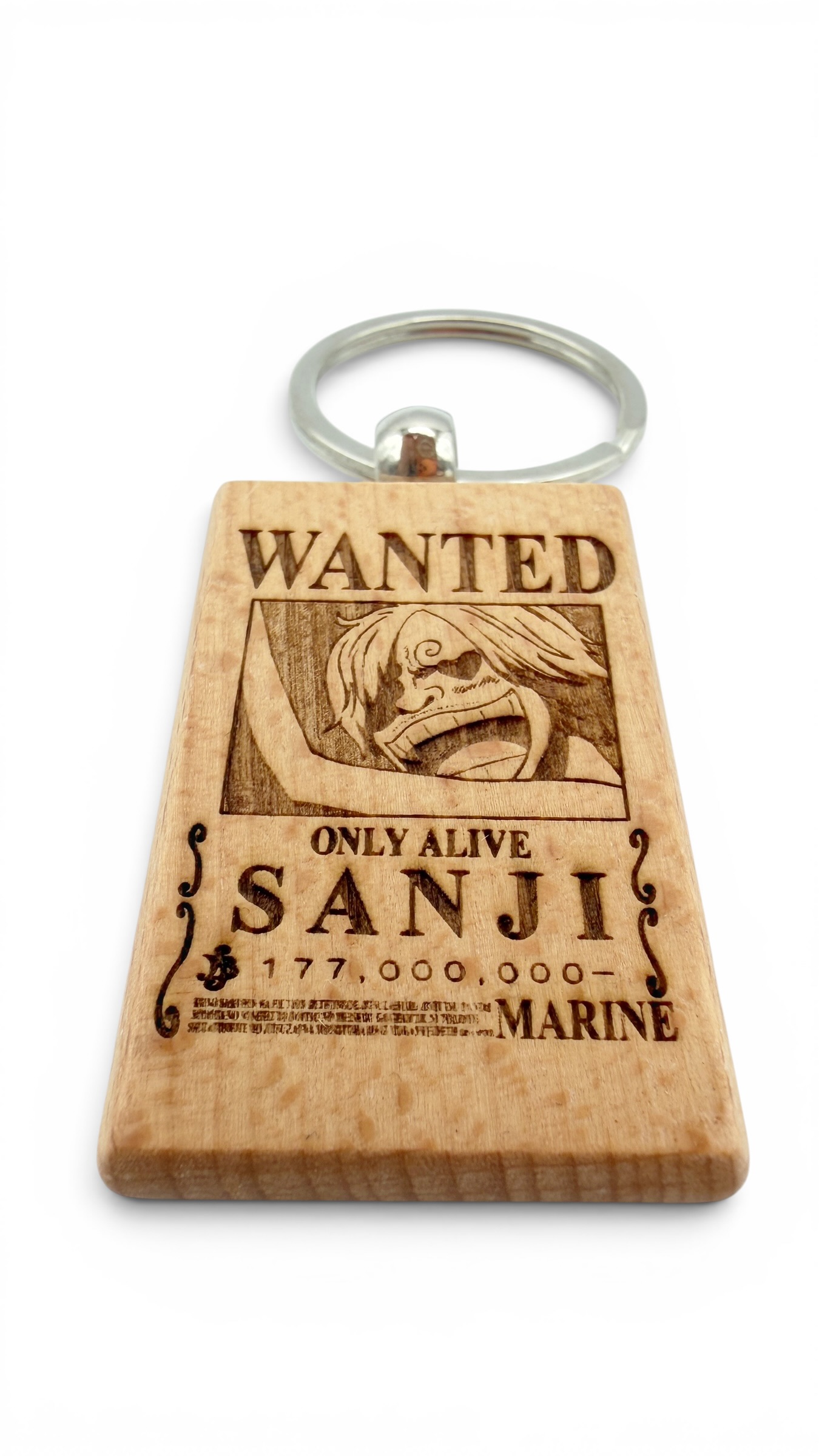 Sanji Wanted - Portachiavi in legno inciso 