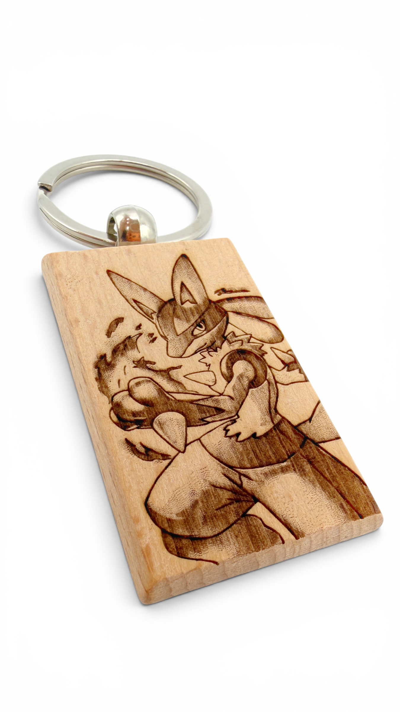 Lucario Pokemon - Portachiavi in legno inciso 