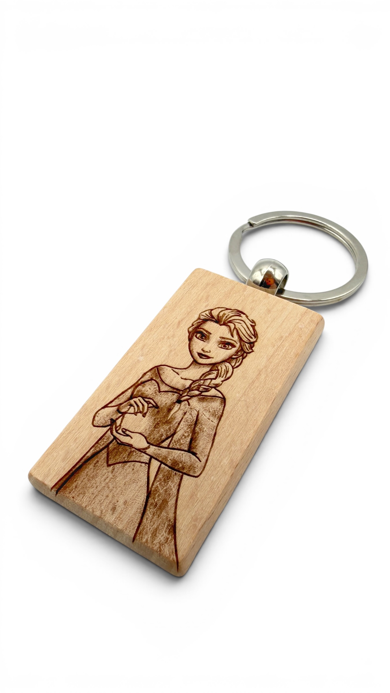 Elsa Frozen - Portachiavi in legno inciso