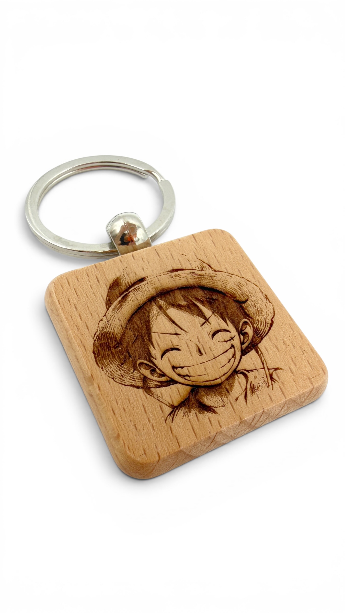 Luffy cappello di paglia - Portachiavi in legno inciso 