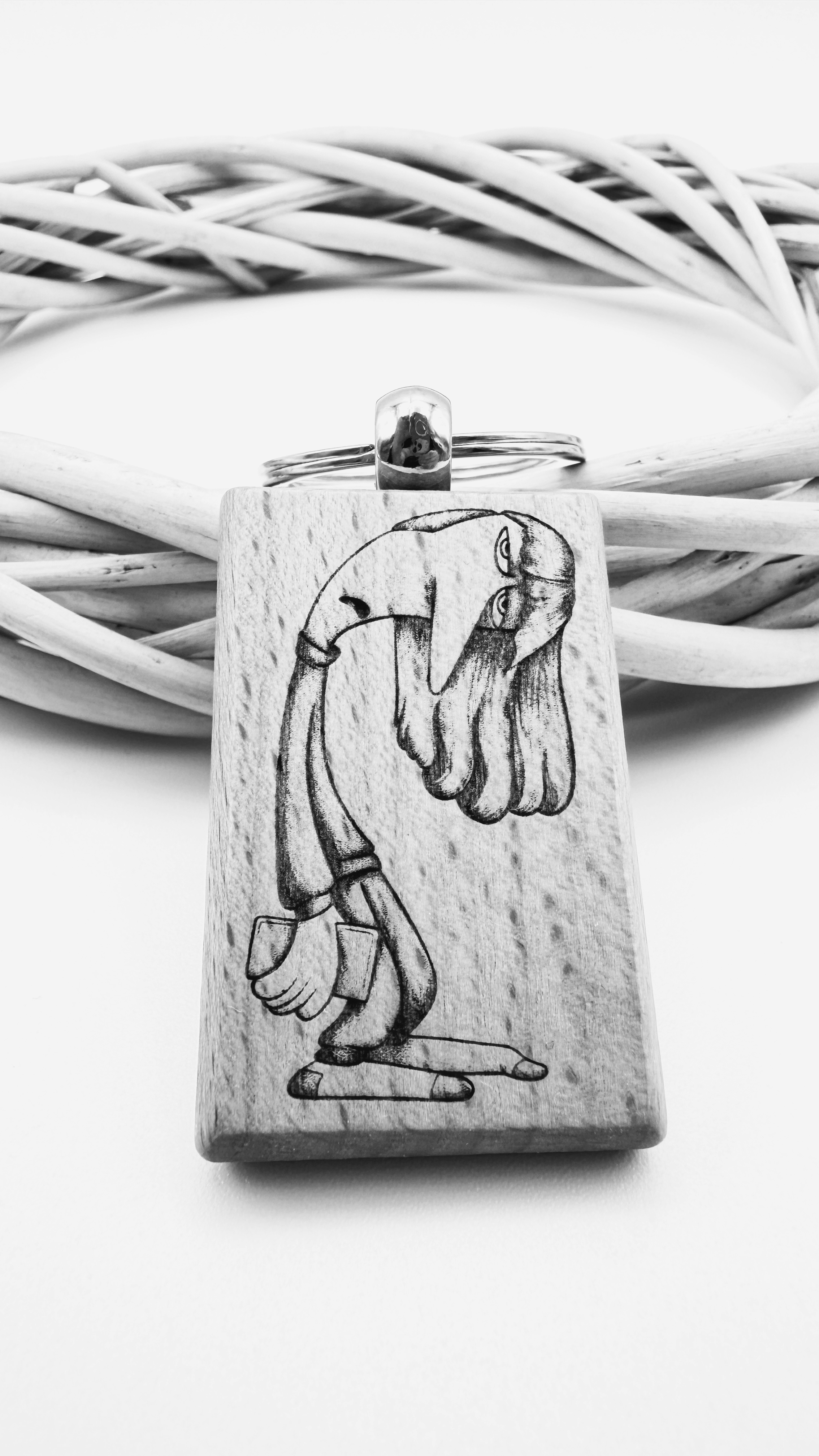 Depressione Inside out - Portachiavi in legno inciso 