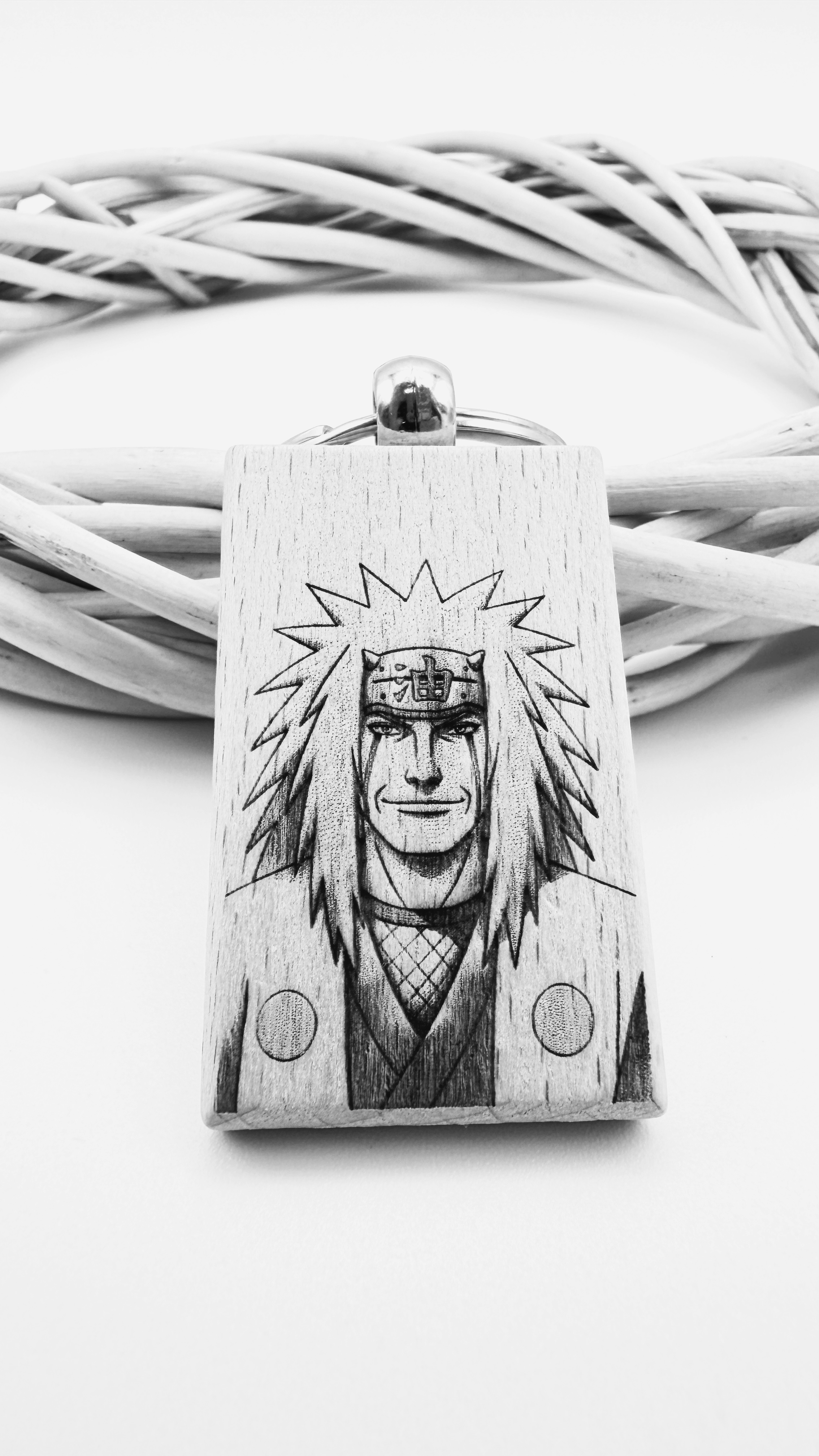 Jiraiya Naruto - Portachiavi in legno inciso 