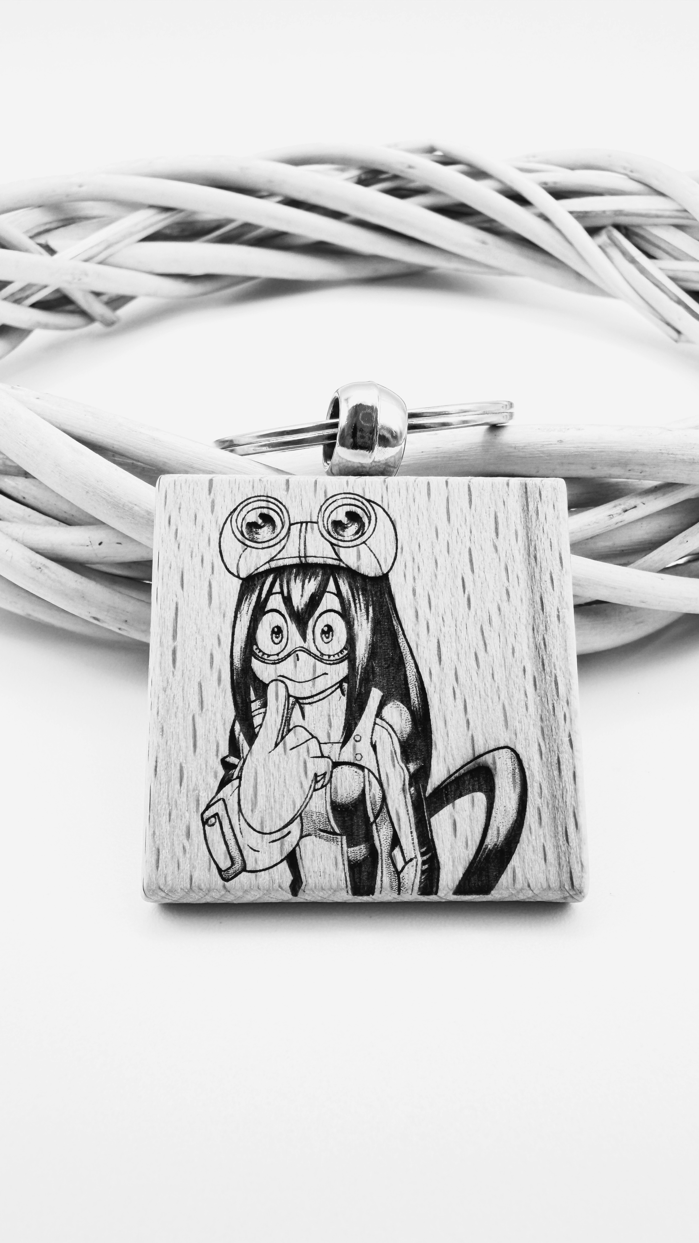 Froppy My hero accademia - Portachiavi in legno inciso 