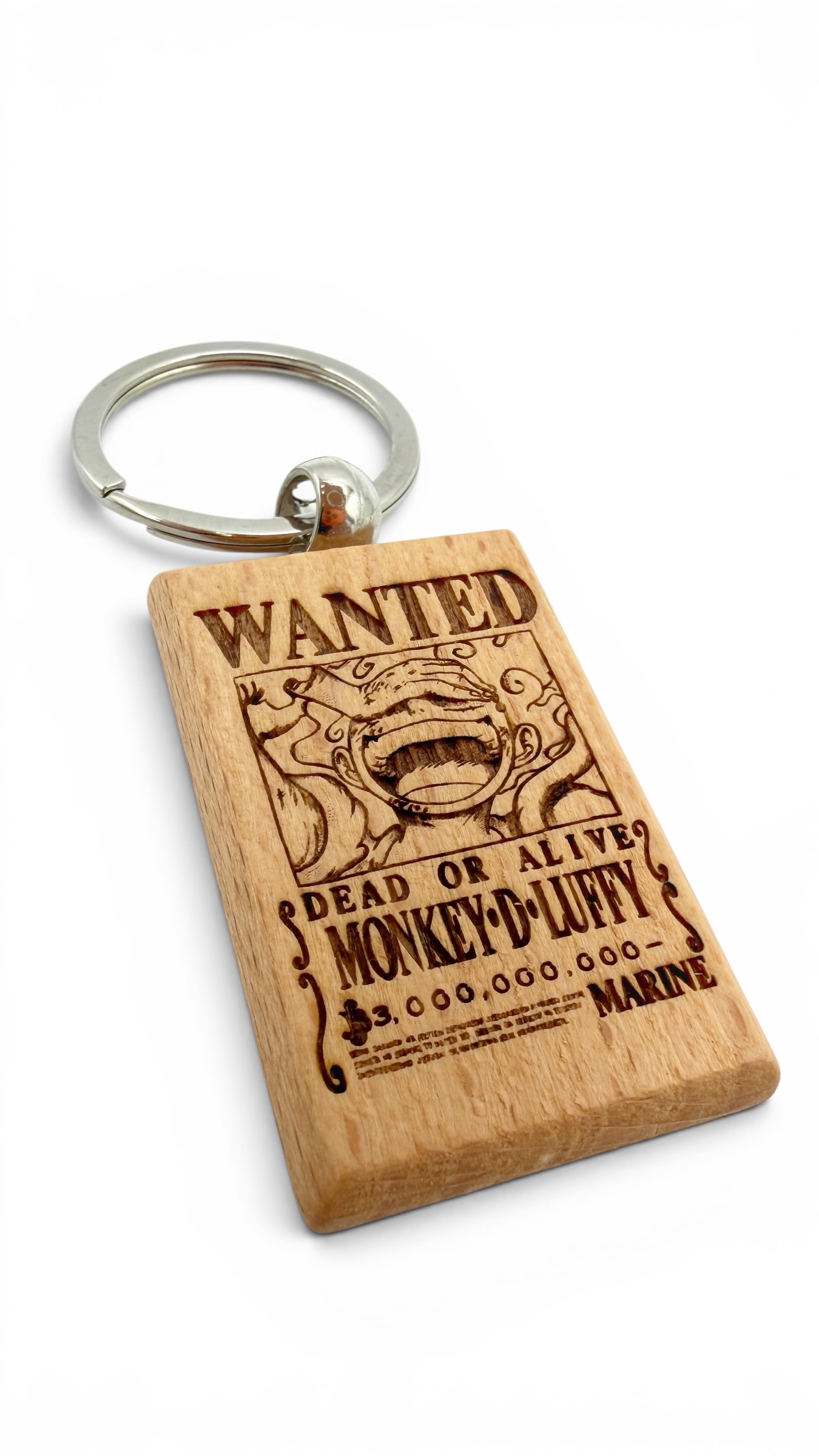 Luffy gear 5 Wanted - Portachiavi in legno inciso 