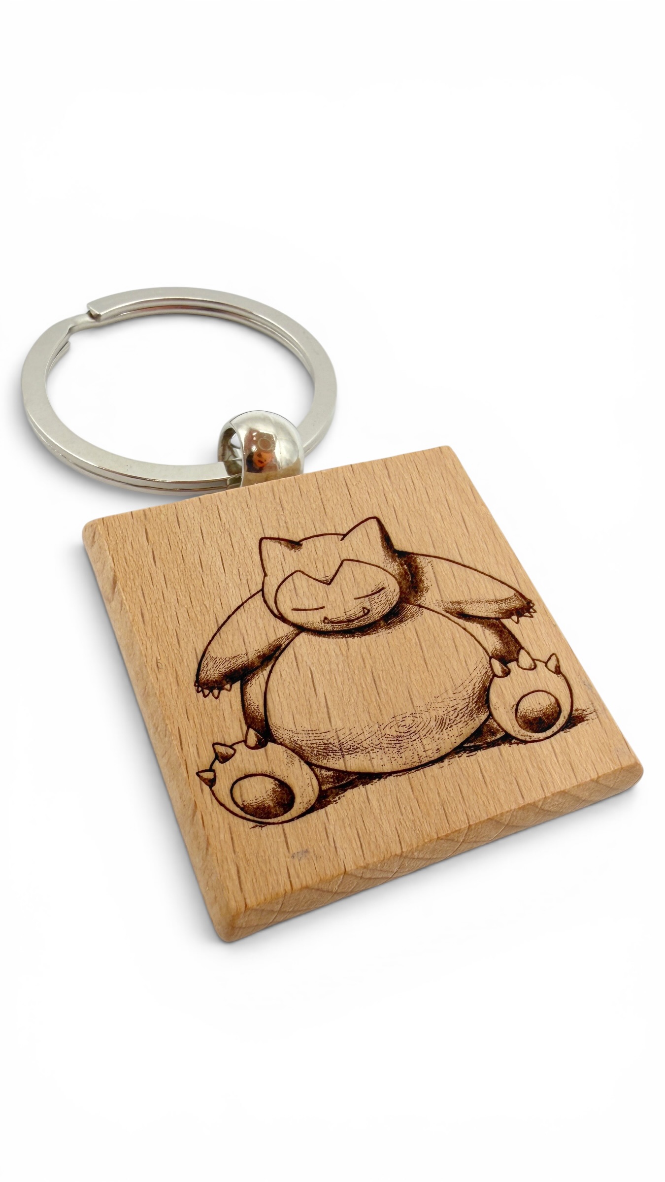 Snorlax Pokemon - Portachiavi in legno inciso 