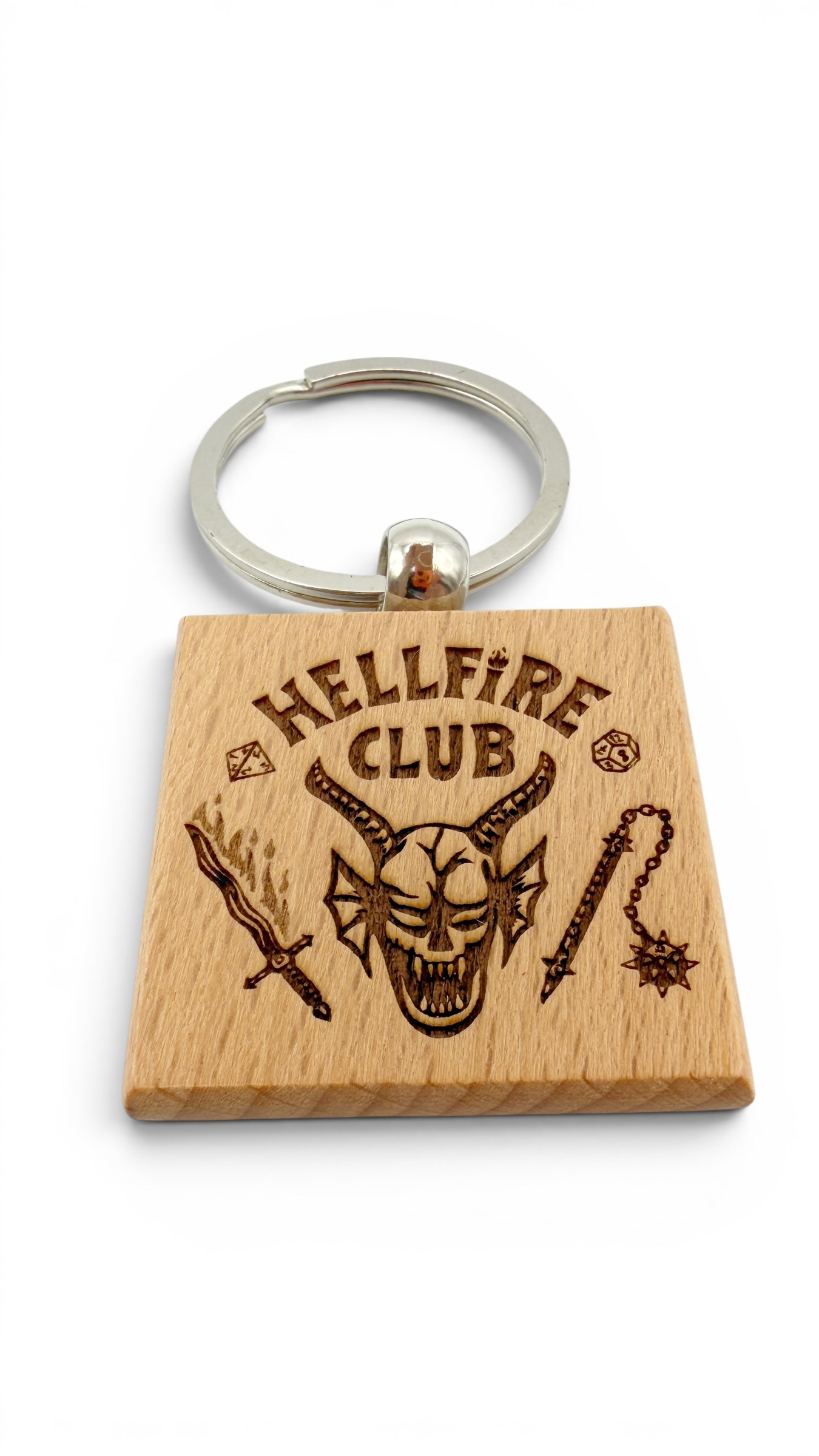 Stranger Things Hellfire Club - Portachiavi in legno inciso 