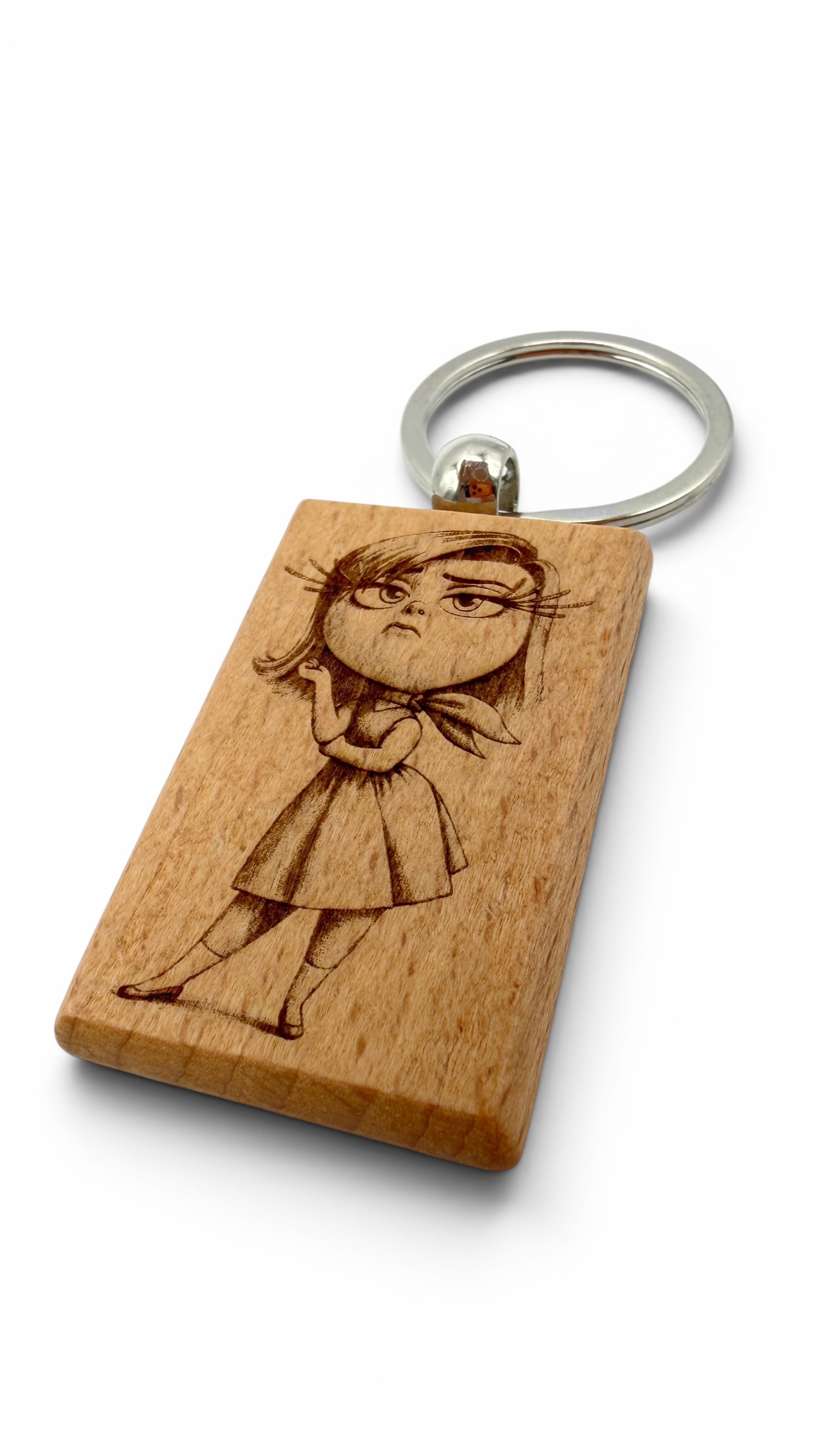 Disprezzo Inside out - Portachiavi in legno inciso 