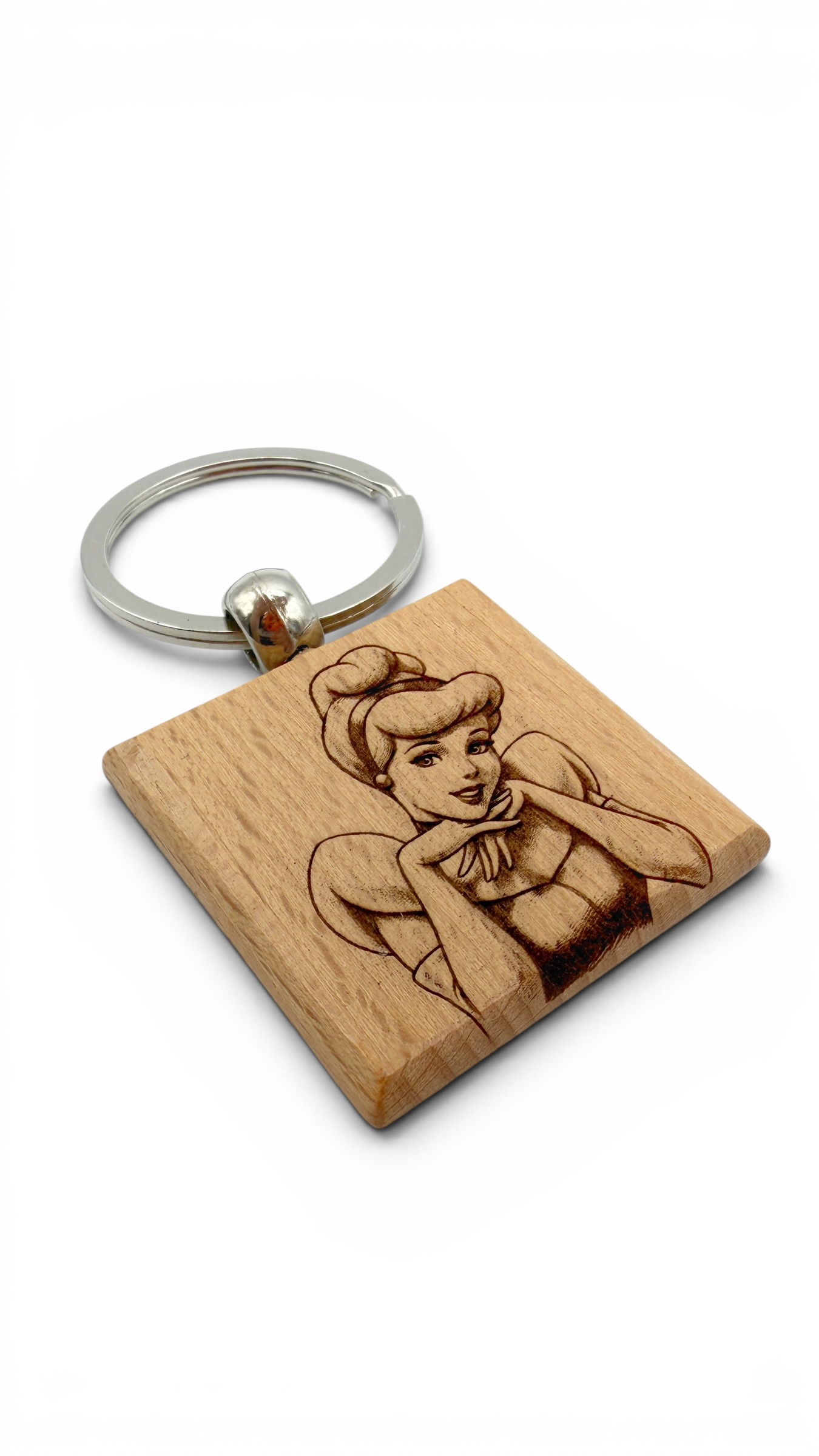 Cenerentola - Portachiavi in legno inciso 