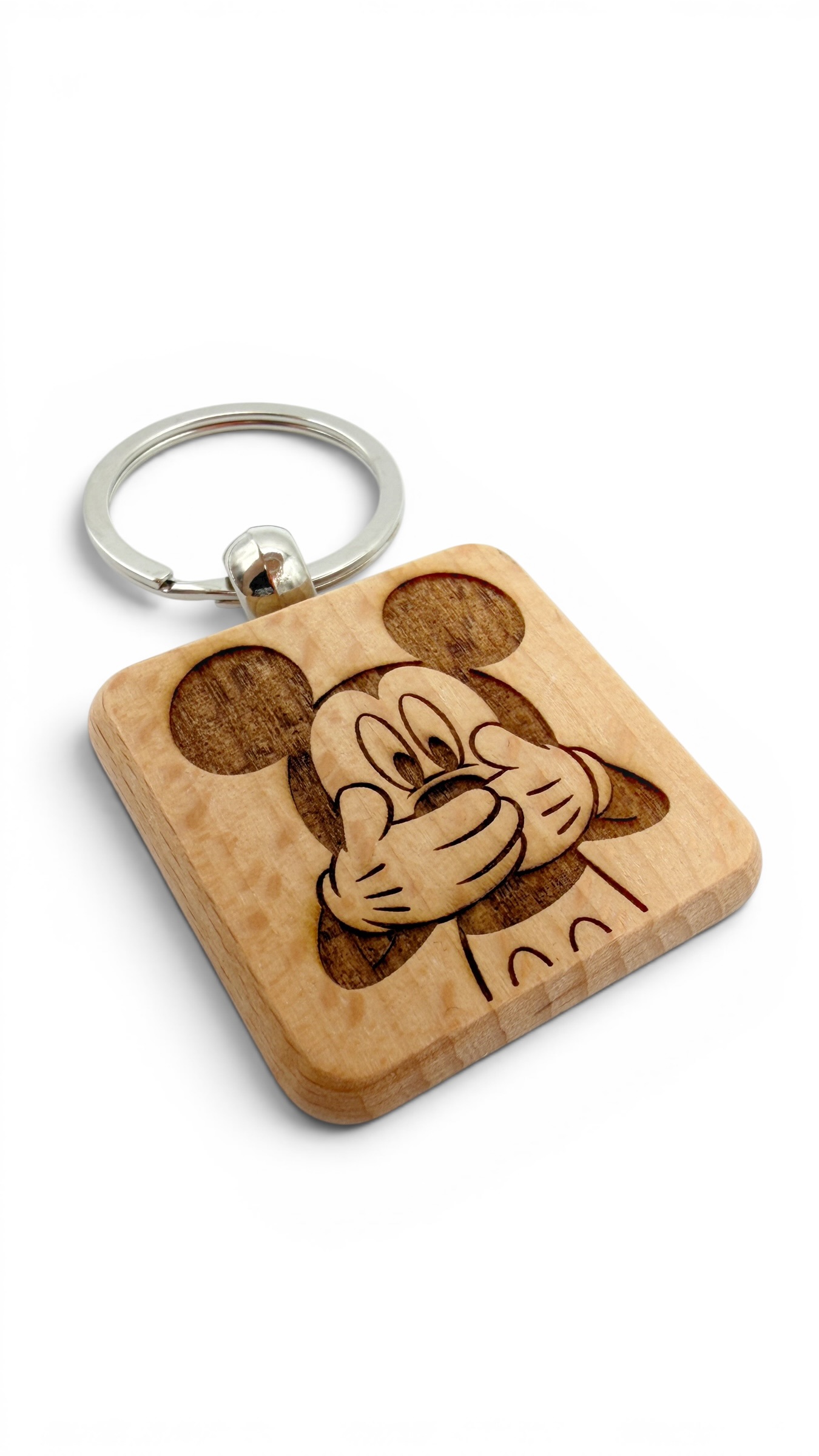 Topolino - Portachiavi in legno inciso 