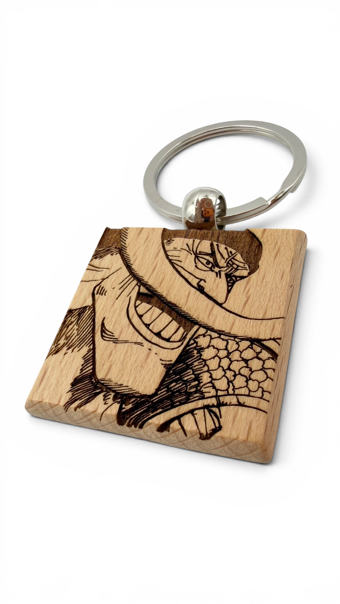 Barba Bianca One Piece - Portachiavi in legno inciso 
