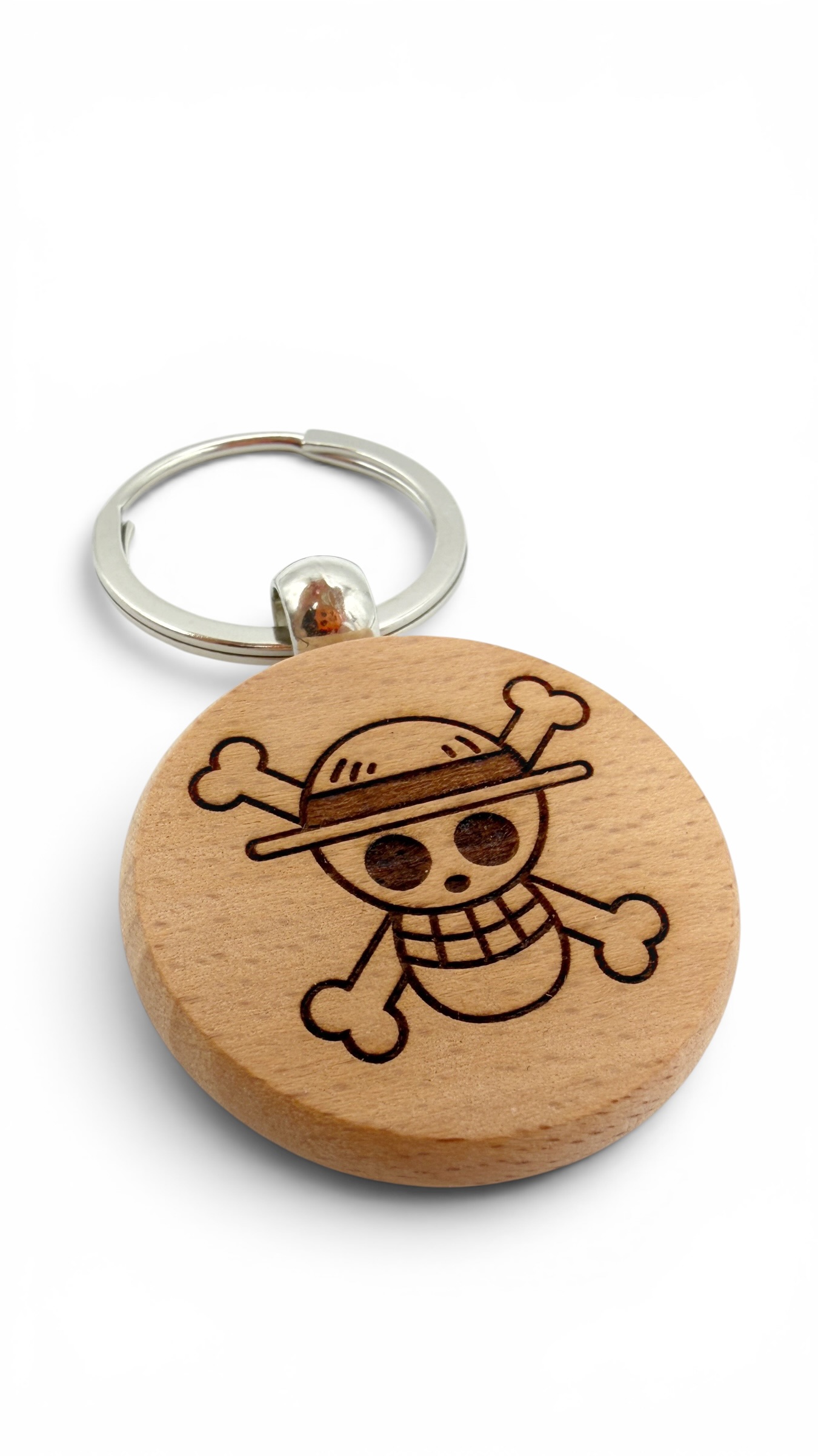 Jolly Roger Luffy One Piece - Portachiavi in legno inciso 