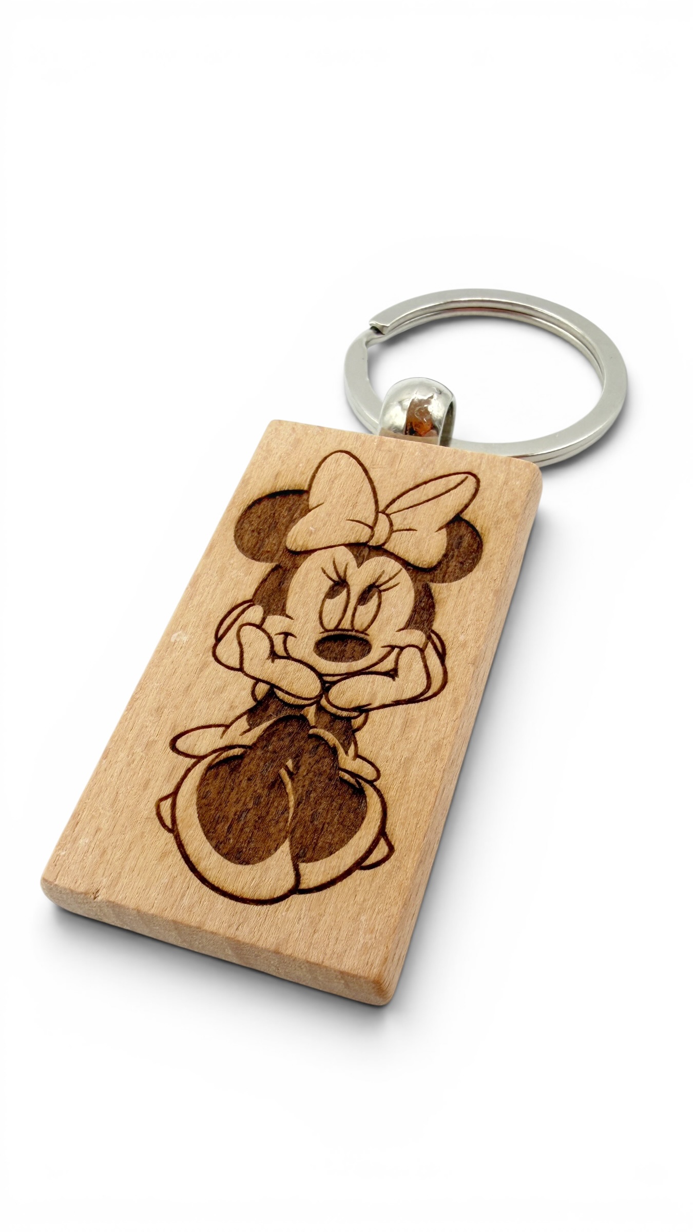 Minnie - Portachiavi in legno inciso 