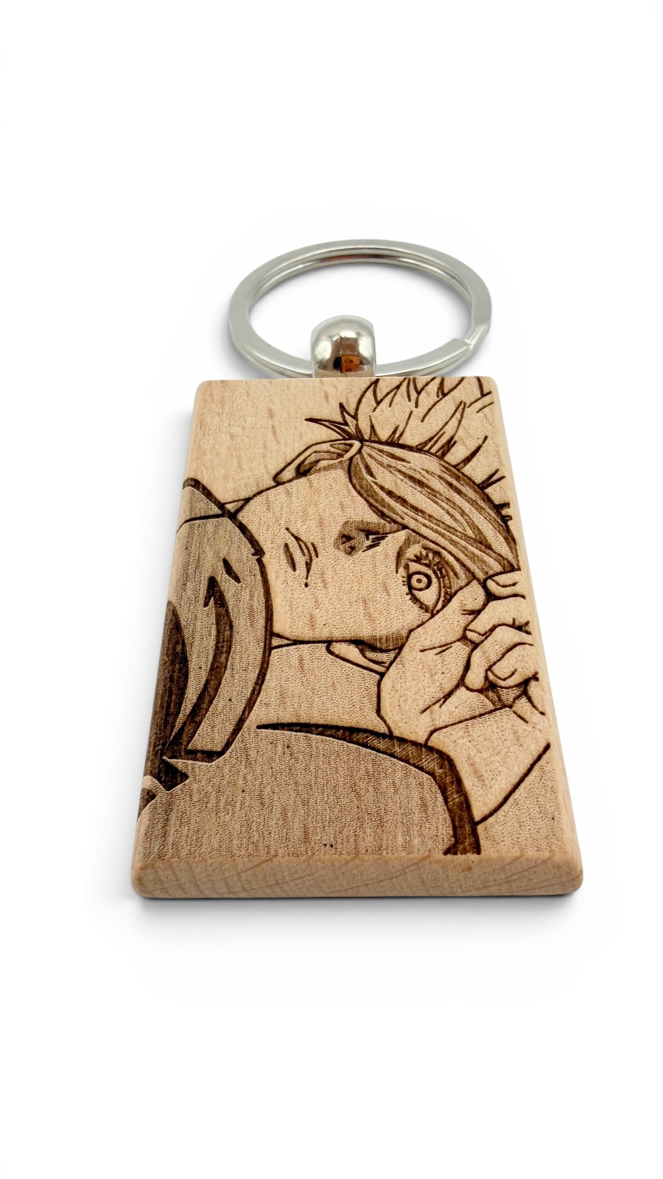 Gojo occhio scoperto Jujutsu kaisen - Portachiavi in legno inciso 