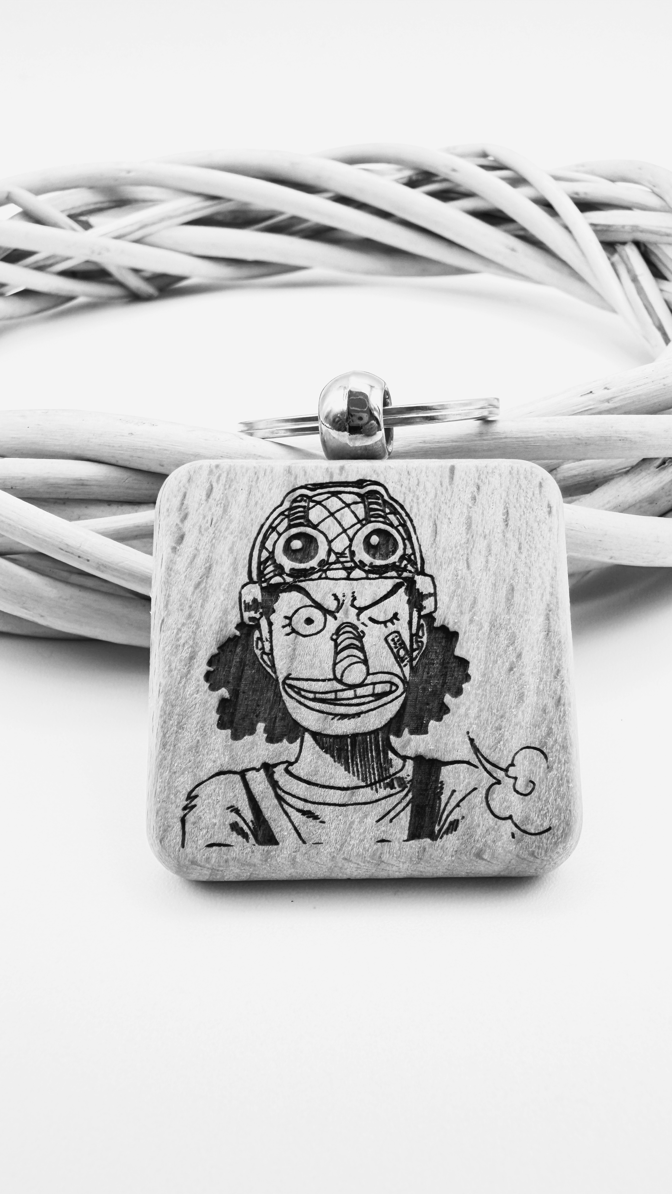Usopp One Piece - Portachiavi in legno inciso 