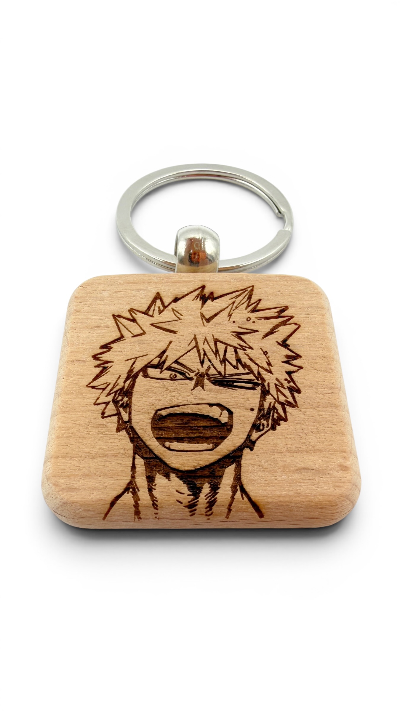 Bakugo Katsuki My hero accademia - Portachiavi in legno inciso 