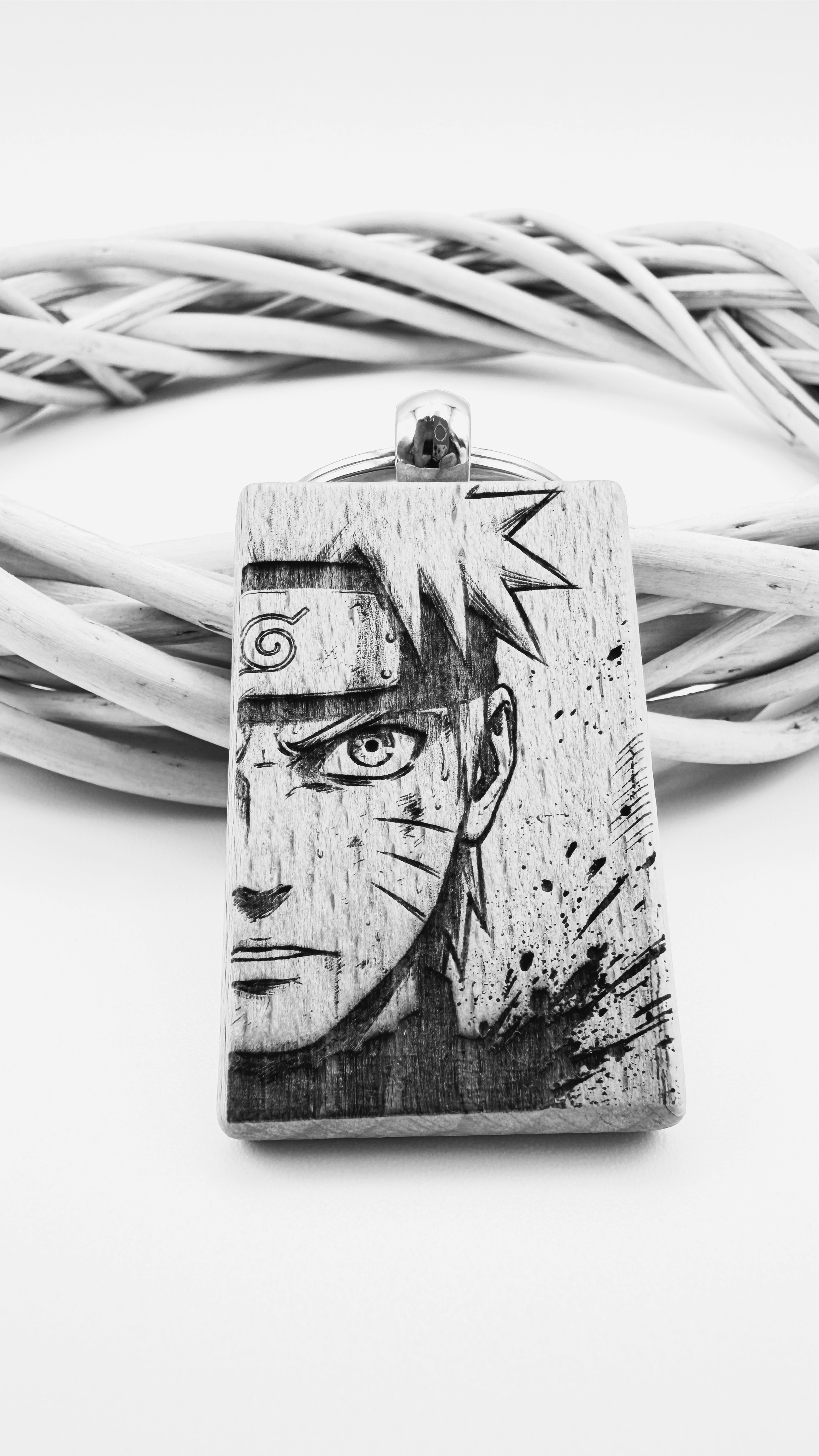 Naruto Volto - Portachiavi in legno inciso 