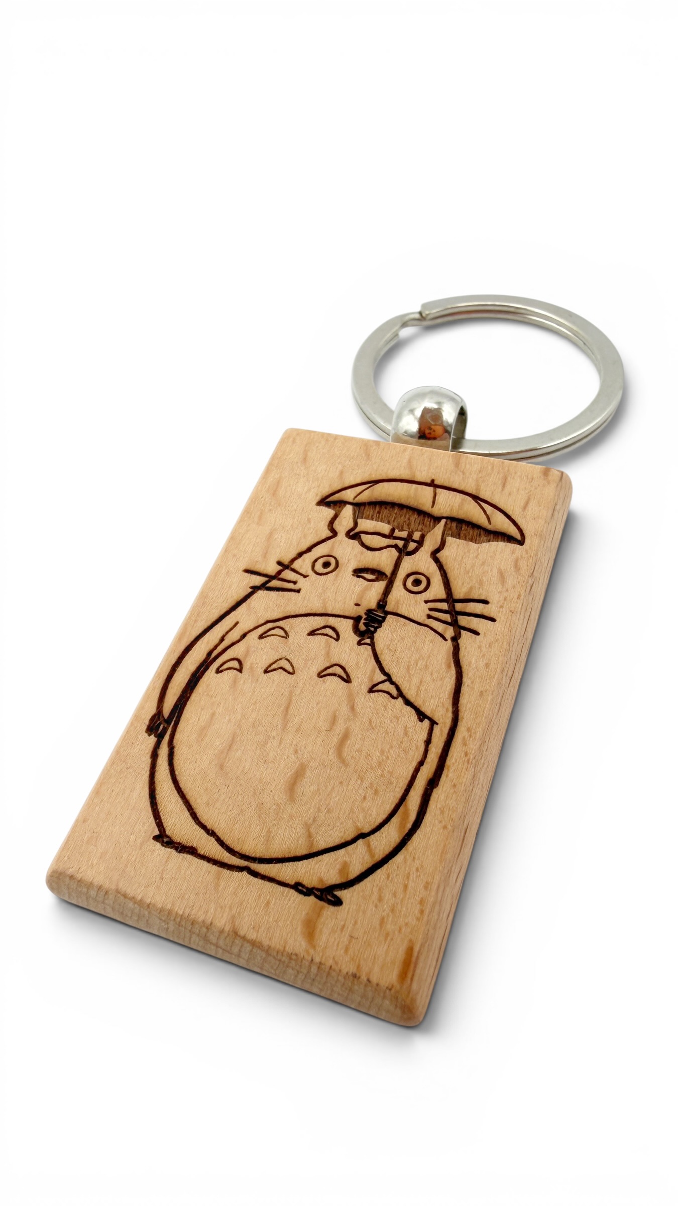Totoro - Portachiavi in legno inciso 