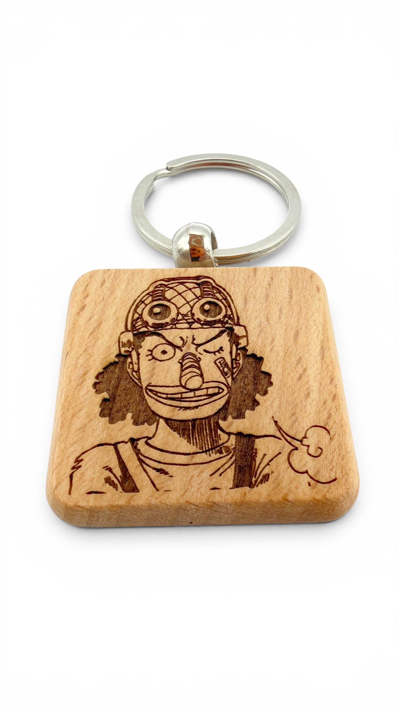 Usopp One Piece - Portachiavi in legno inciso 
