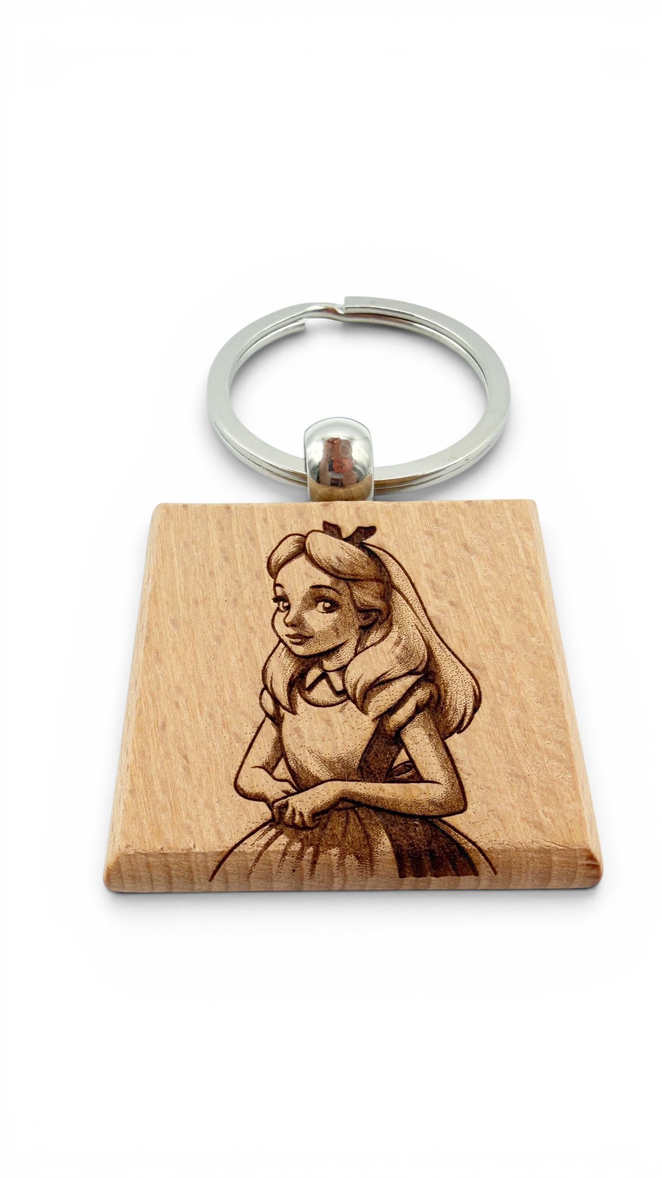 Cenerentola - Portachiavi in legno inciso 