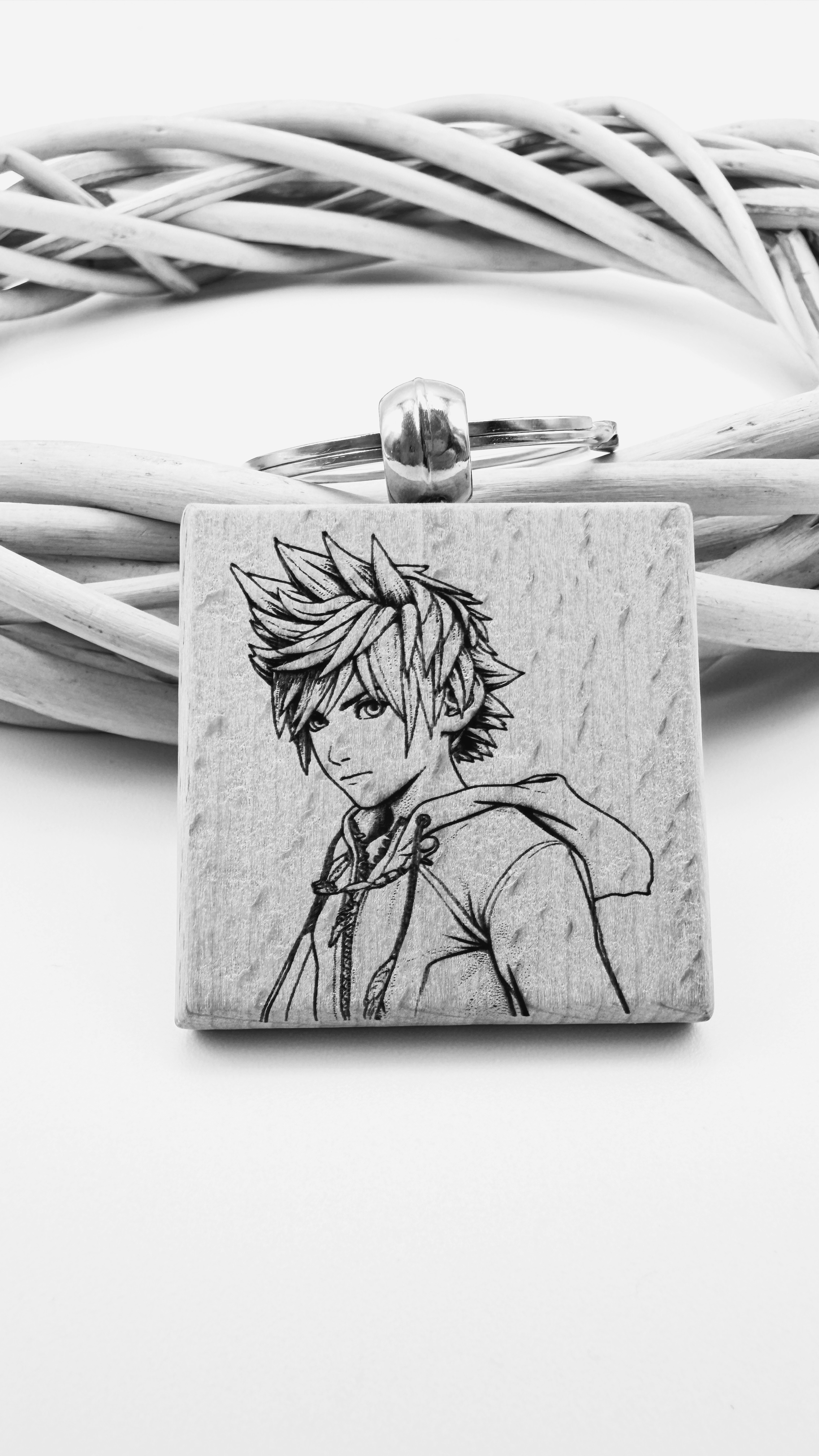 Roxas Kingdom Hearts - Portachiavi in legno inciso 