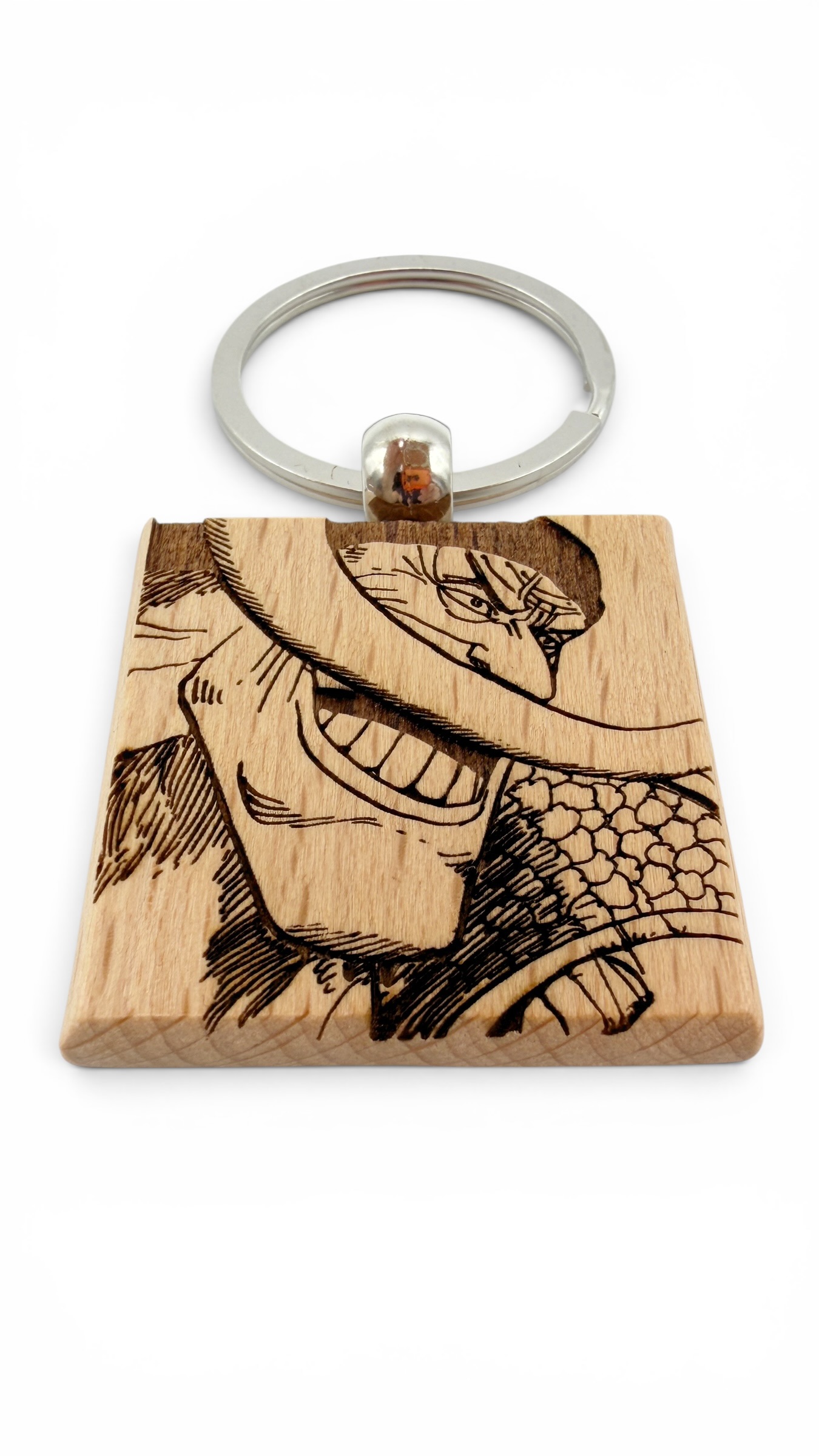 Barba Bianca One Piece - Portachiavi in legno inciso 
