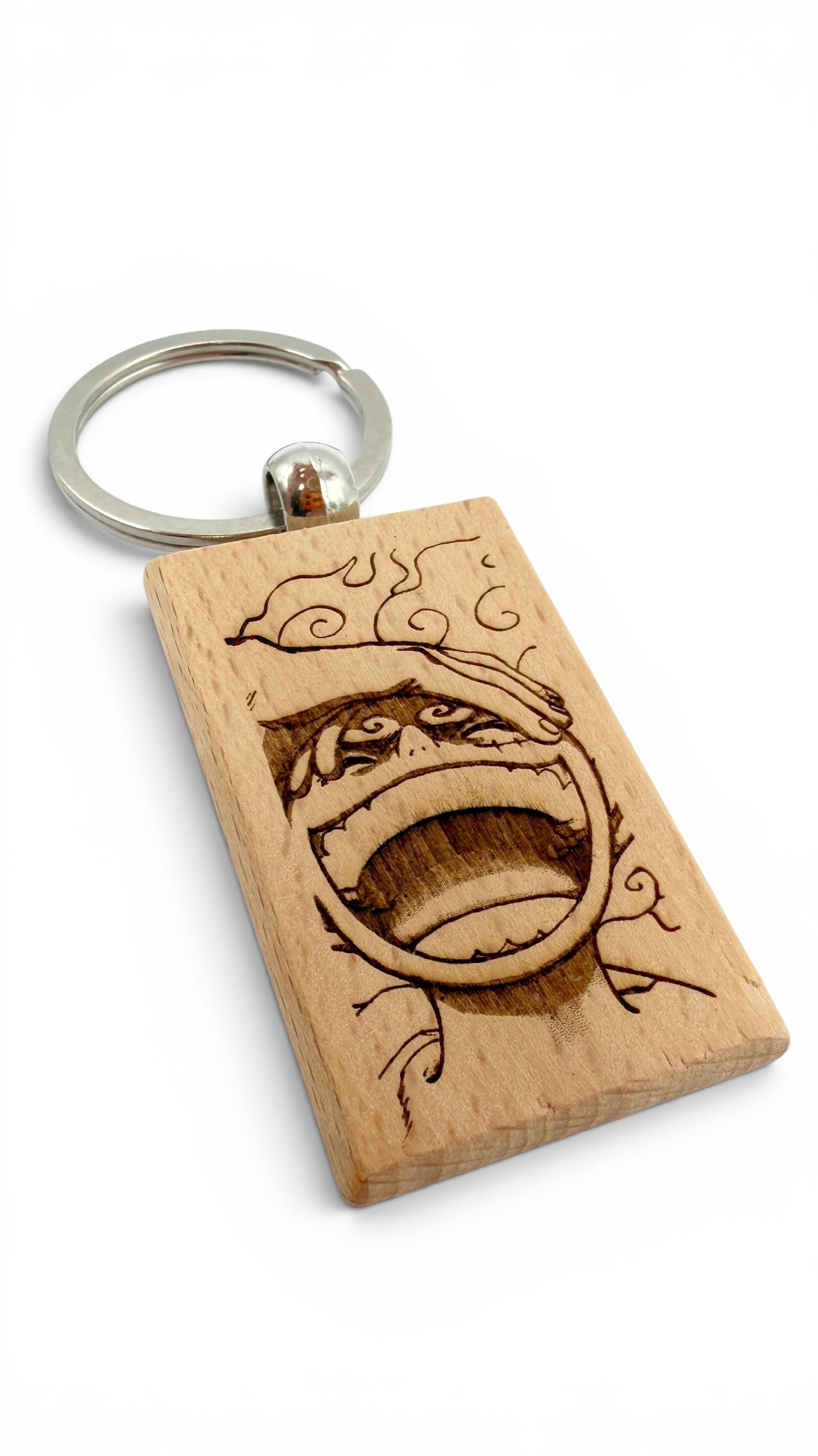 Luffy gear 5 smile One Piece - Portachiavi in legno inciso 