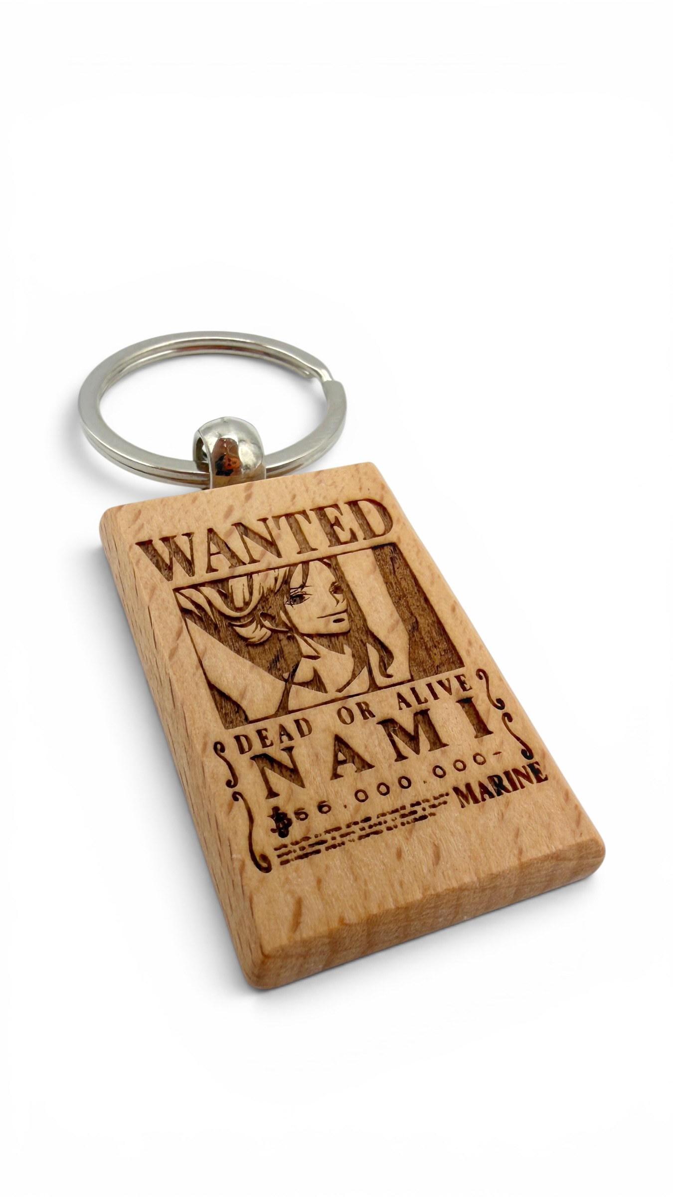 Nami Wanted - Portachiavi in legno inciso