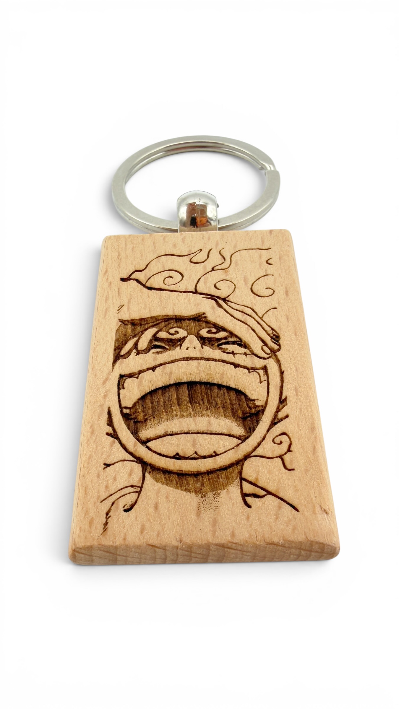 Luffy gear 5 smile One Piece - Portachiavi in legno inciso 
