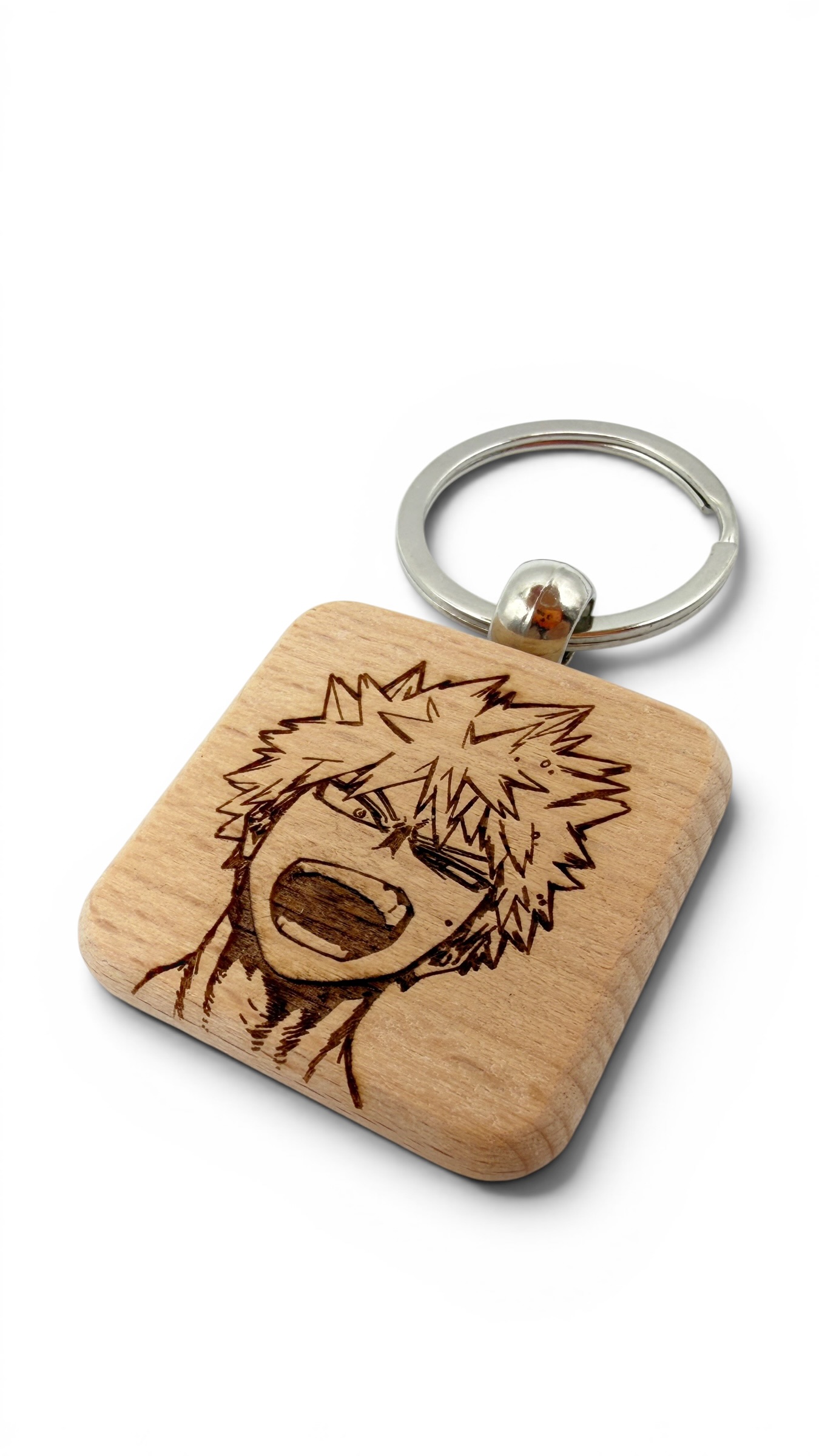 Bakugo Katsuki My hero accademia - Portachiavi in legno inciso 