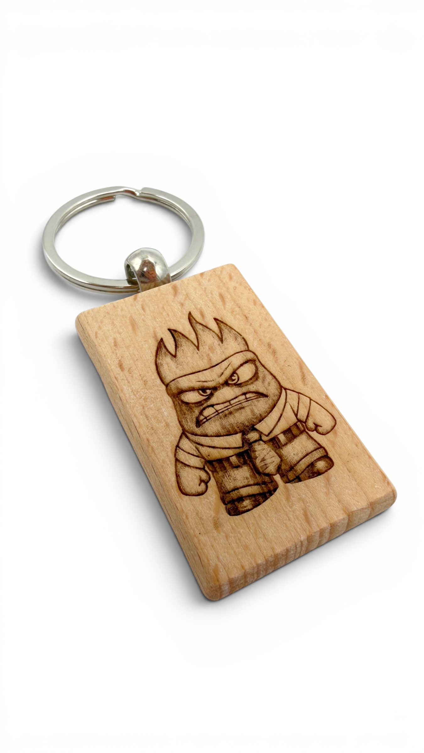 Rabbia Inside out - Portachiavi in legno inciso 
