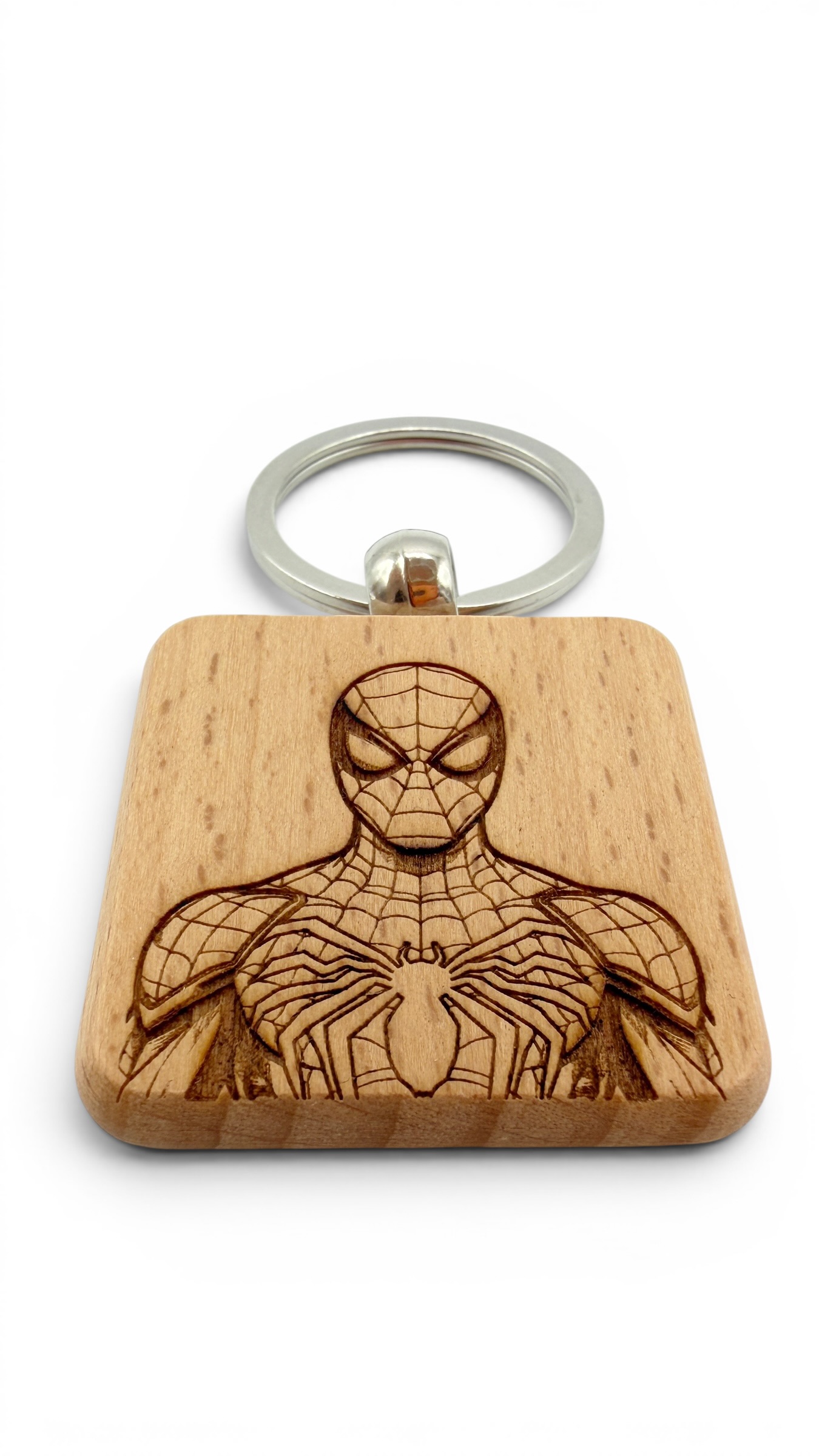Spiderman - Portachiavi in legno inciso 