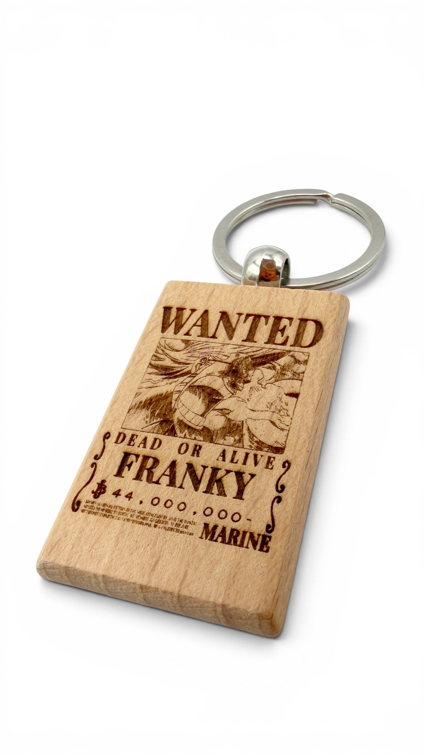 Franky Wanted - Portachiavi in legno inciso 