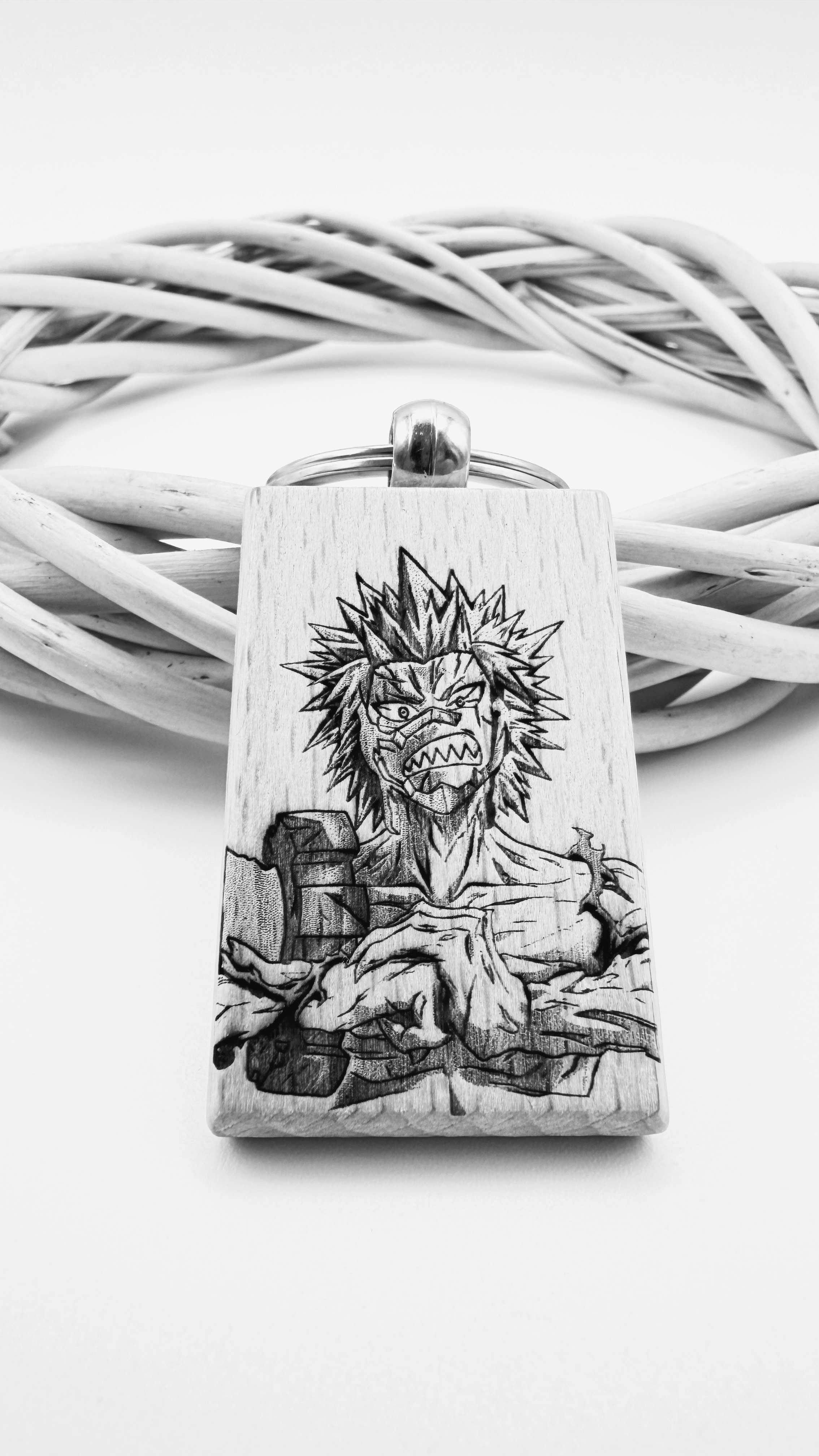 Kirishima My hero accademia - Portachiavi in legno inciso 