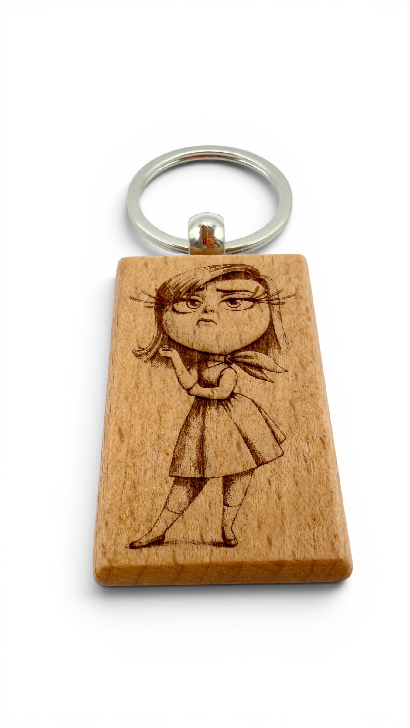 Disprezzo Inside out - Portachiavi in legno inciso 