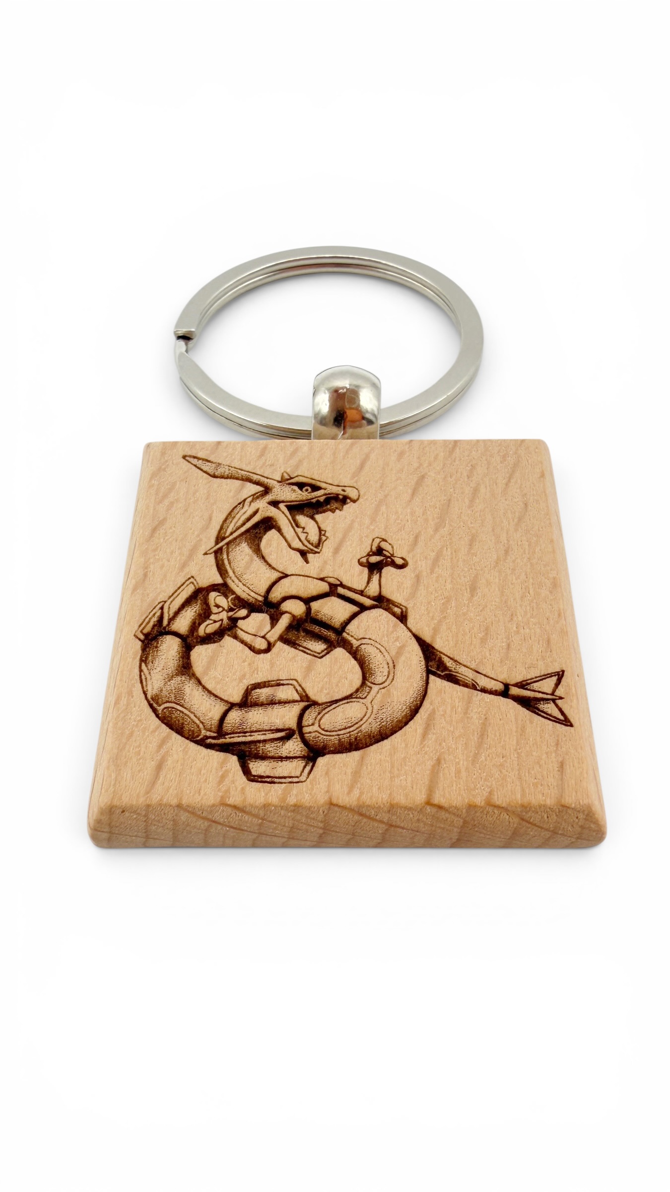 Rayquaza Pokemon - Portachiavi in legno inciso 