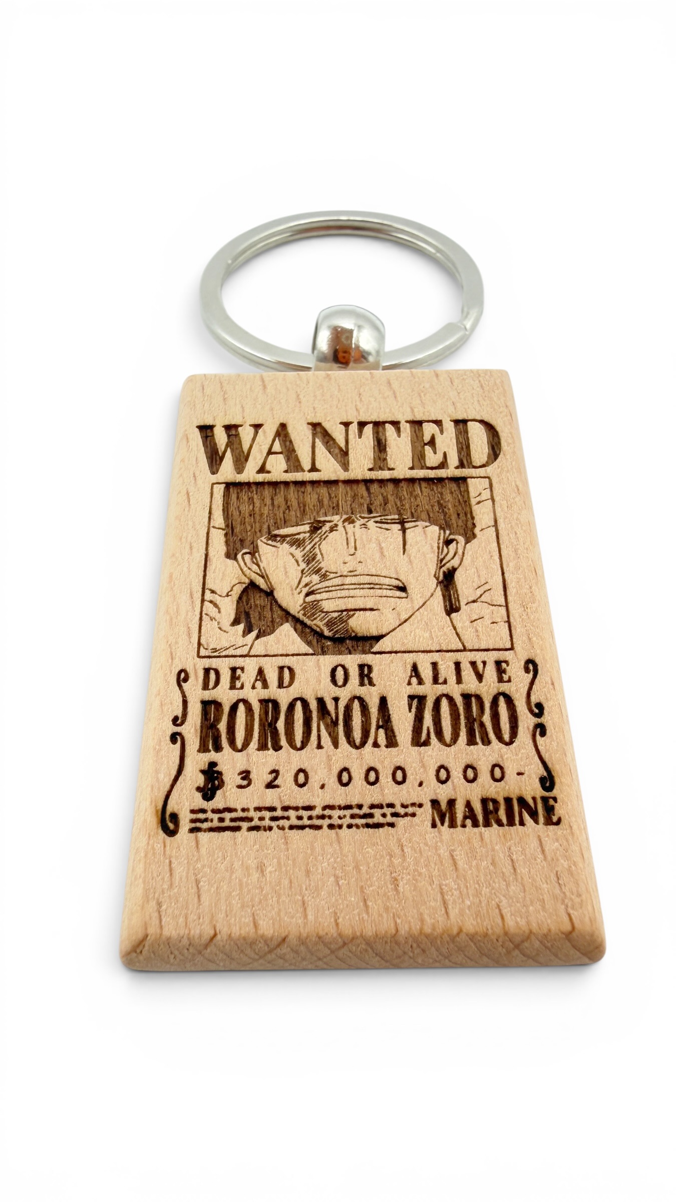 Zoro Wanted - Portachiavi in legno inciso 