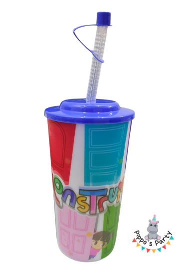 VASO DE PLÁSTICO CON POPOTE NIÑO