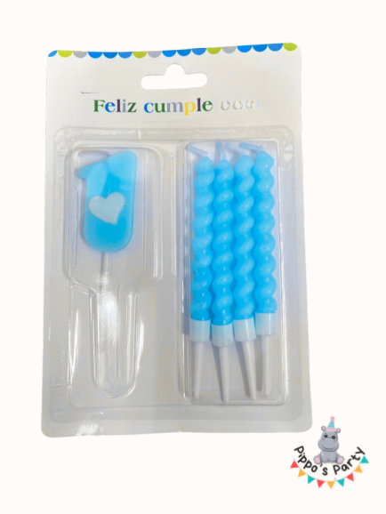 VELA DE CUMPLEAÑOS NÚMERO 1 AZUL