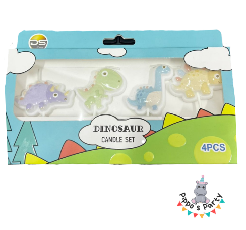 VELAS DE CUMPLEAÑOS DINOSAURIOS X4