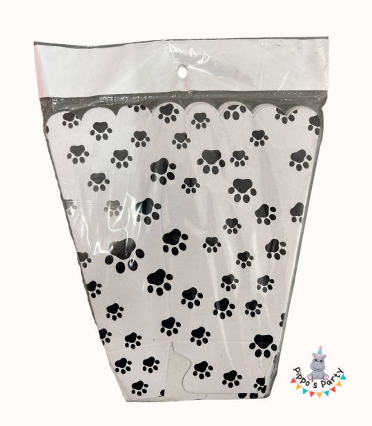 CAJA PARA PALOMITAS TEMÁTICA HUELLITAS X10