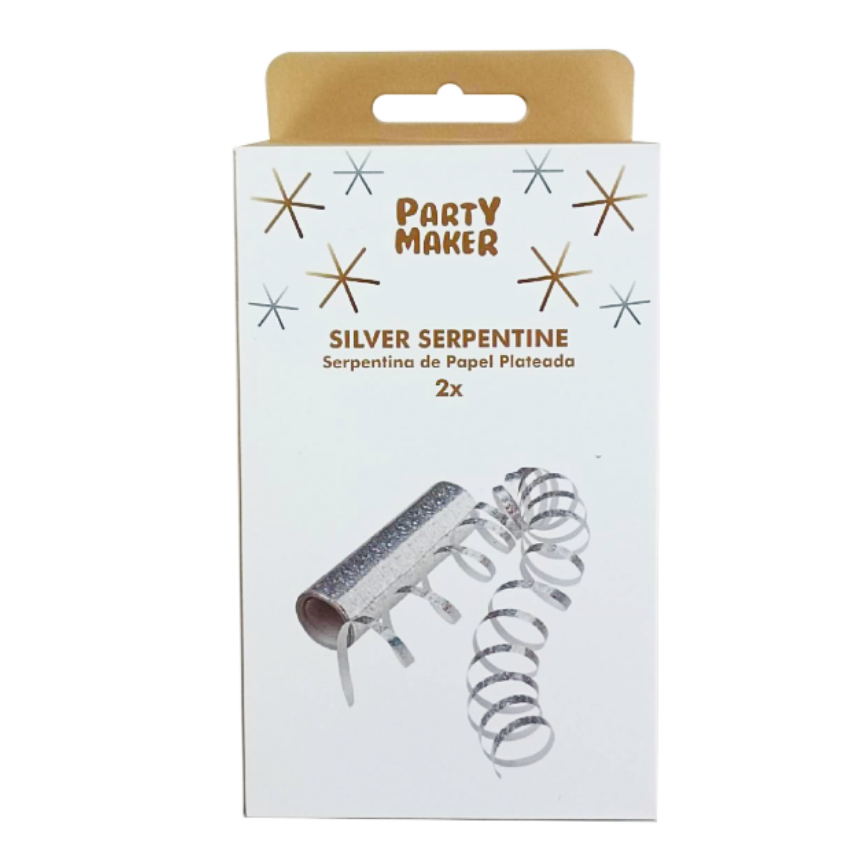 SERPENTINAS DE PAPEL PLATA HOLOGRÁFICAS x2