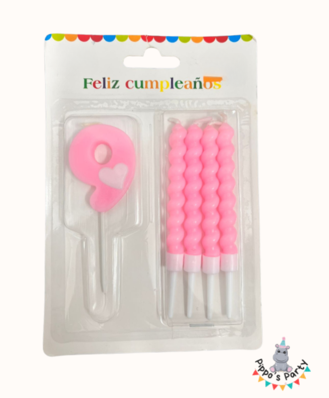 VELA DE CUMPLEAÑOS ROSAS #0 AL #9