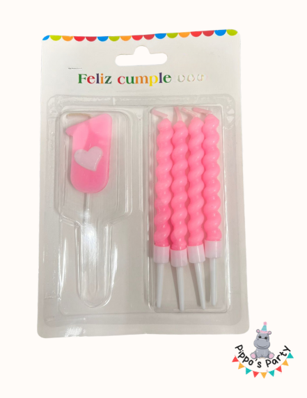 VELA DE CUMPLEAÑOS NÚMERO 1 ROSA