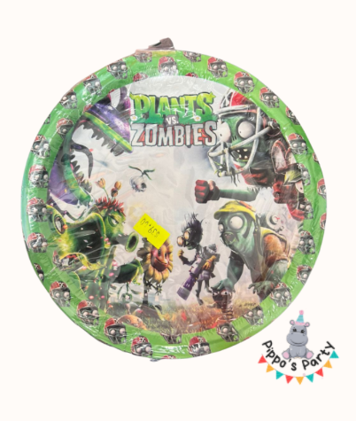 PLATOS DE CARTÓN PLANTAS VS ZOMBIES X10