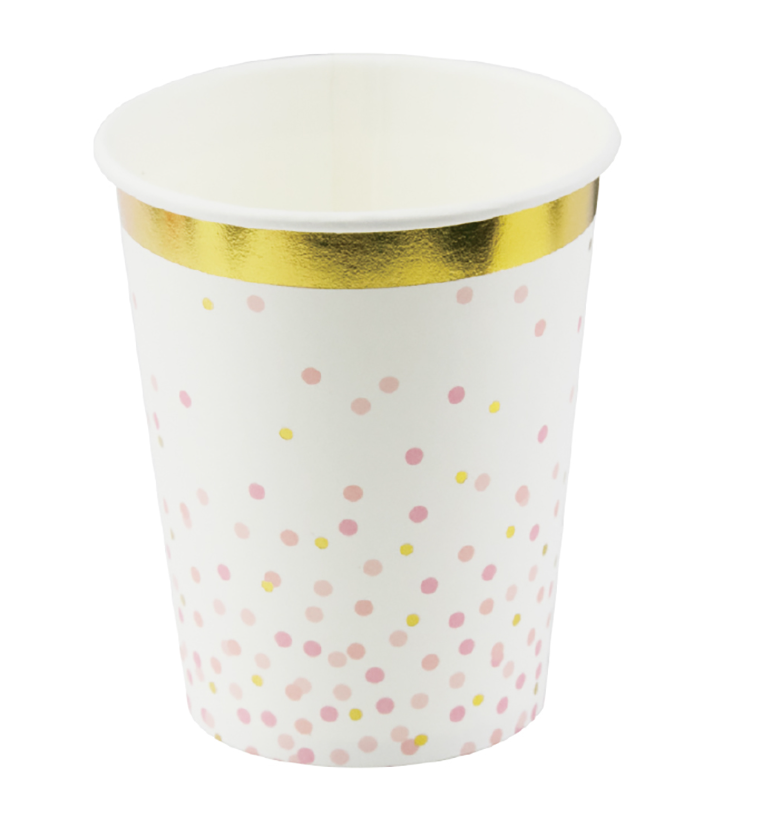 VASO PUNTOS ROSAS X8